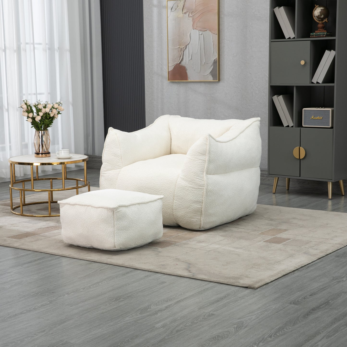 COOLMORE - Sillón puff, cómodo y duradero, con respaldo alto, para adultos y niños, para interiores y exteriores
