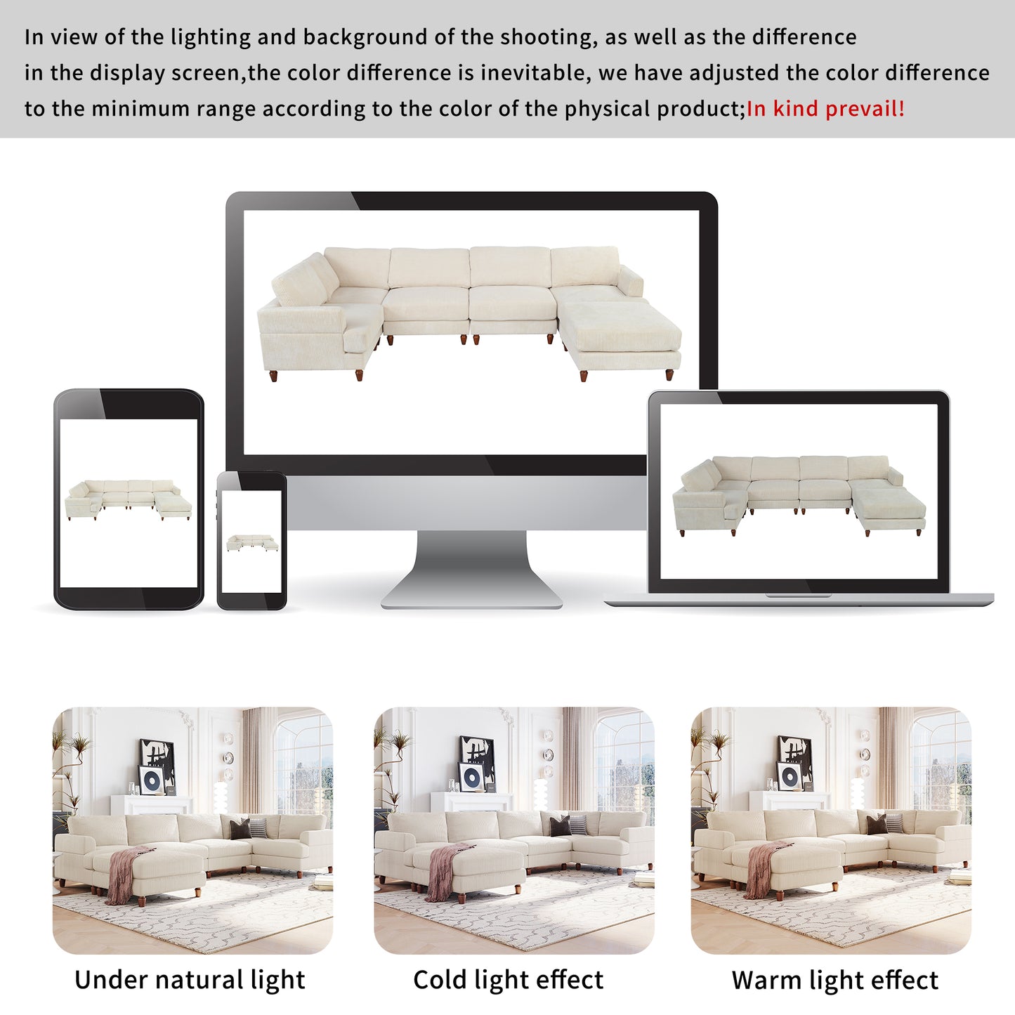 U_Style Modular Sectional Sofa with Ottoman L Shaped Corner Sectional for Living Room, Office, Spacious Space(old sku: WY000373AAA)