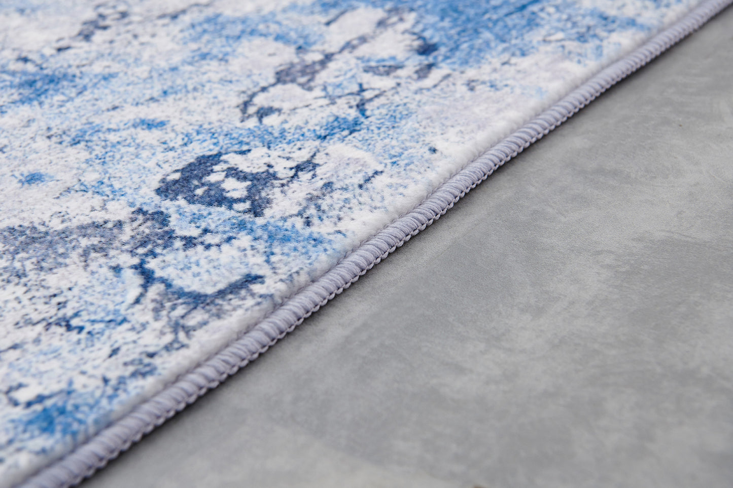 ZARA Collection Abstract Design Silver Blue (6' ft x 4' ft) Machine Washable Super Soft Area Rug