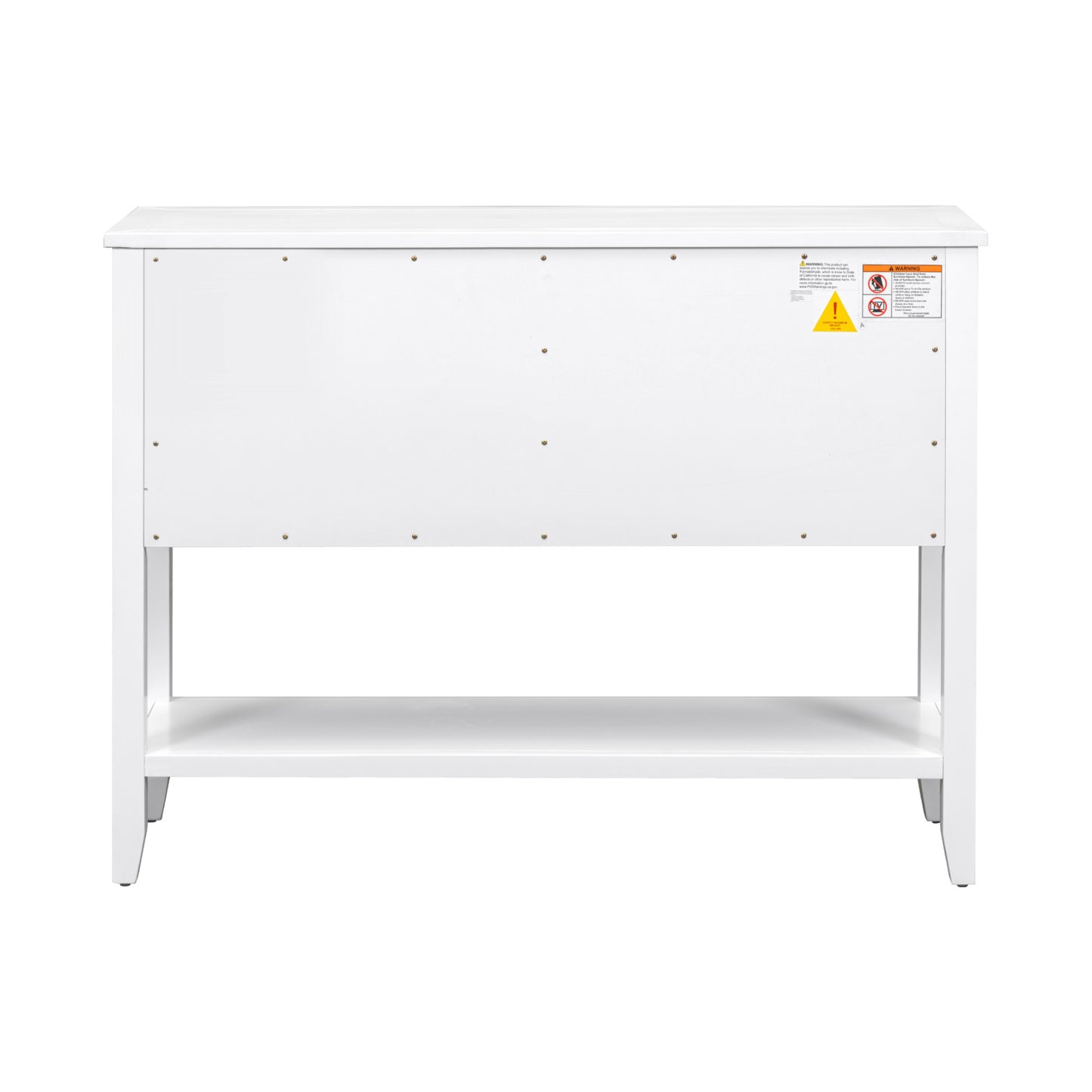 TREXM Cambridge Series Ample Storage Vintage Console Table with Four Small Drawers and Bottom Shelf for Living Rooms, Entrances and Kitchens (White, OLD SKU: WF190263AAA)