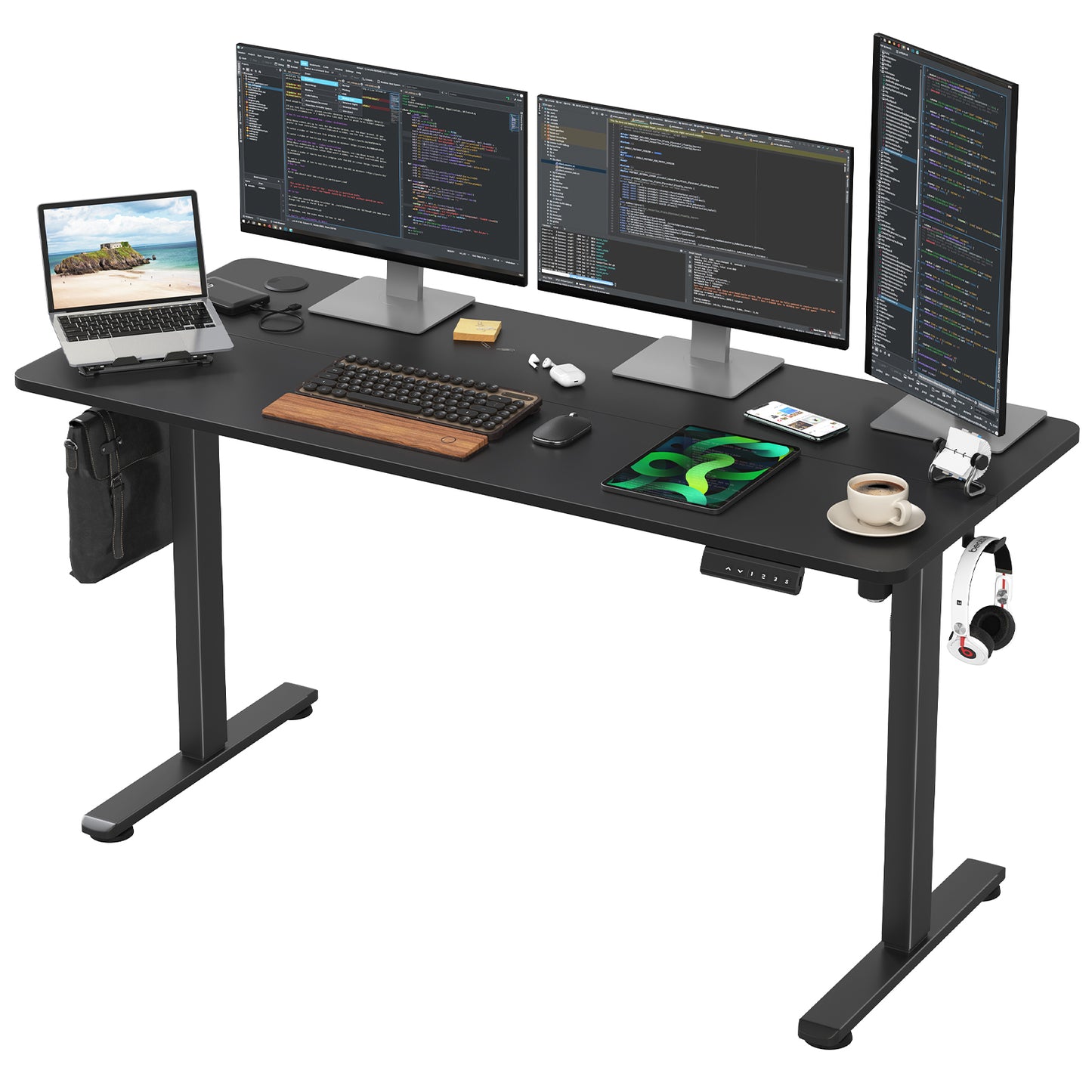 STARY Electric Standing Desk Adjustable Height Sit Stand Home Office Desk with Splice Board