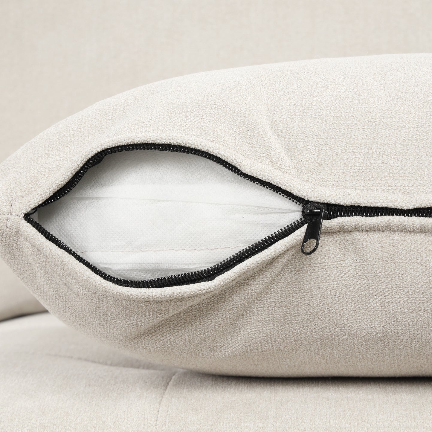 Sofá seccional extragrande de 117.3" en forma de U, sofá cama extraíble con dos cojines para sala de estar, color beige