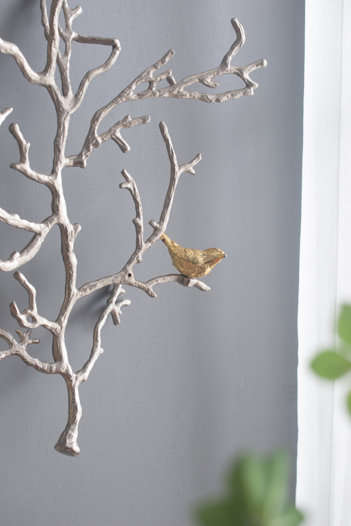 17x5.5x22" Metal Branch Wall Sculptures with Bird Accents, Set of 2