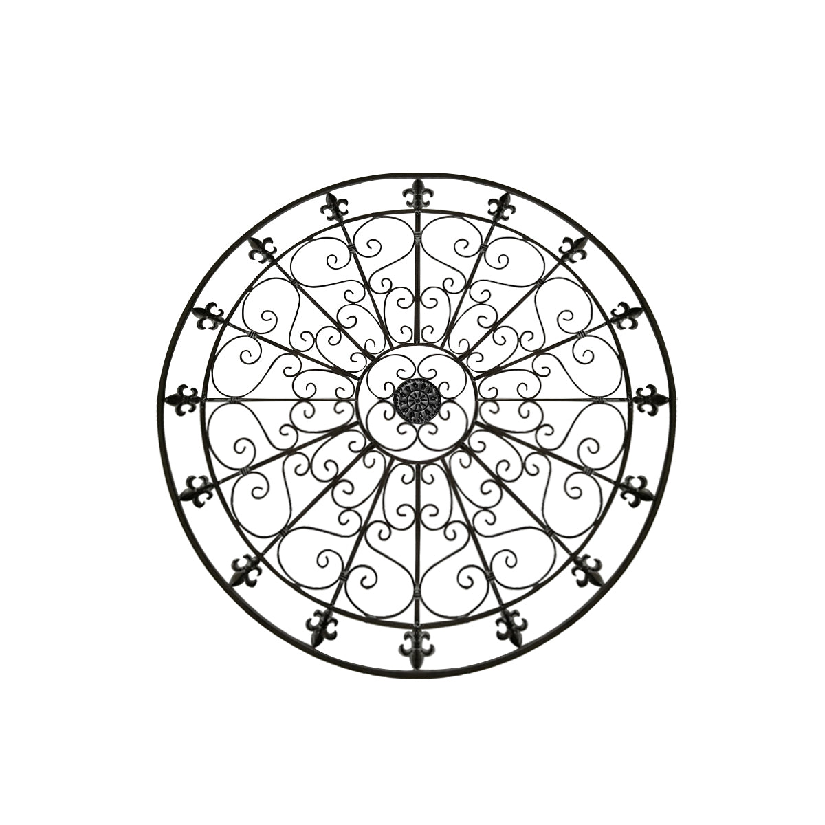 Medallón redondo de 42 pulgadas para pared, decoración de metal con acento, diseño circular hecho a mano, color negro antiguo