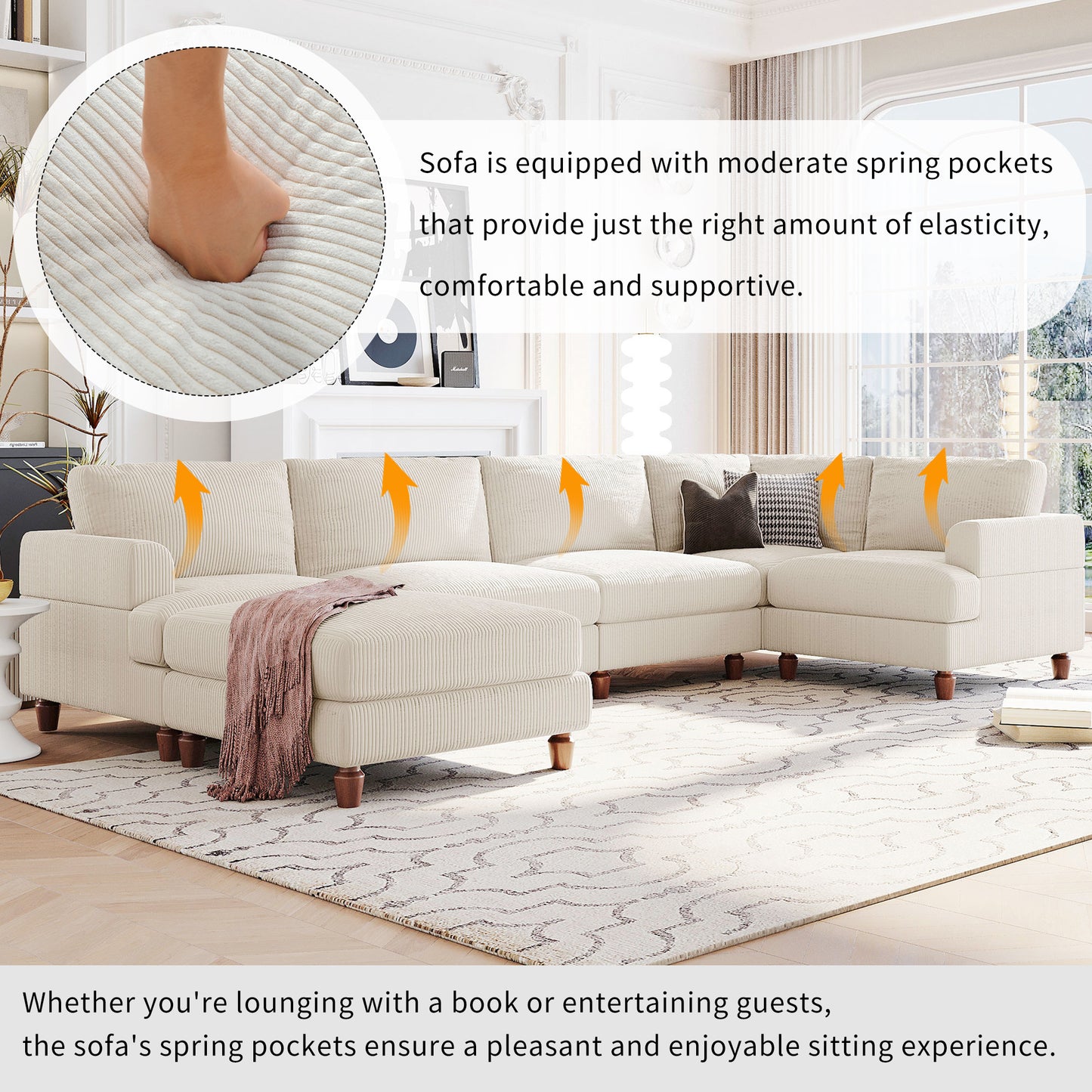 U_Style Modular Sectional Sofa with Ottoman L Shaped Corner Sectional for Living Room, Office, Spacious Space(old sku: WY000373AAA)
