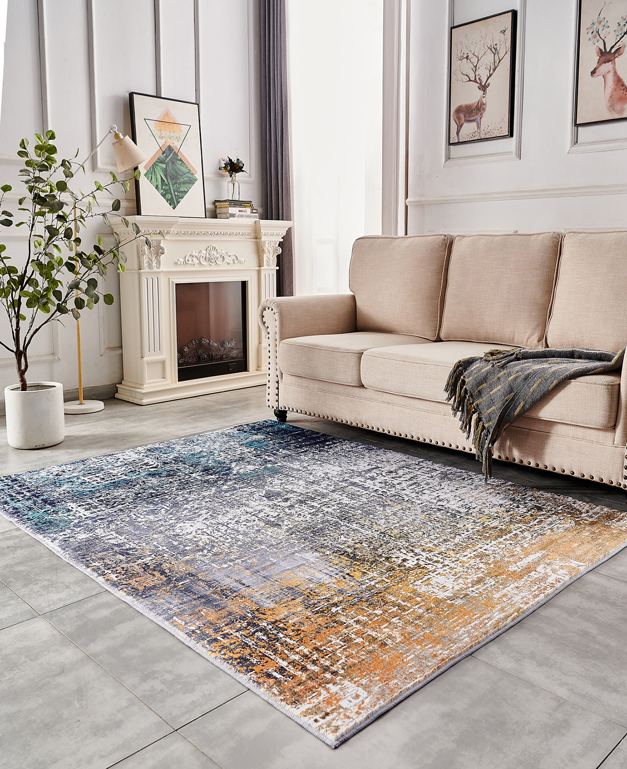 ZARA Collection Abstract Design Turquoise Gray Rust (3' ft x 2' ft) Machine Washable Super Soft Area Rug