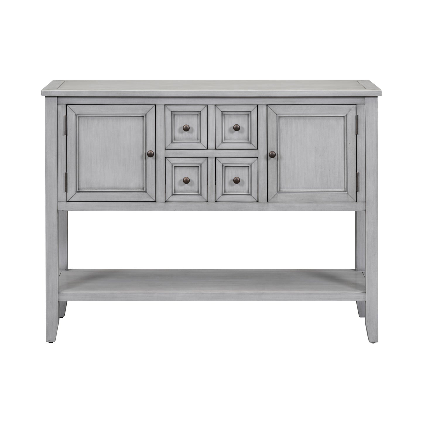 TREXM Cambridge Series Ample Storage Vintage Console Table with Four Small Drawers and Bottom Shelf for Living Rooms, Entrances and Kitchens (Antique Gray, OLD SKU: WF190263AAE)