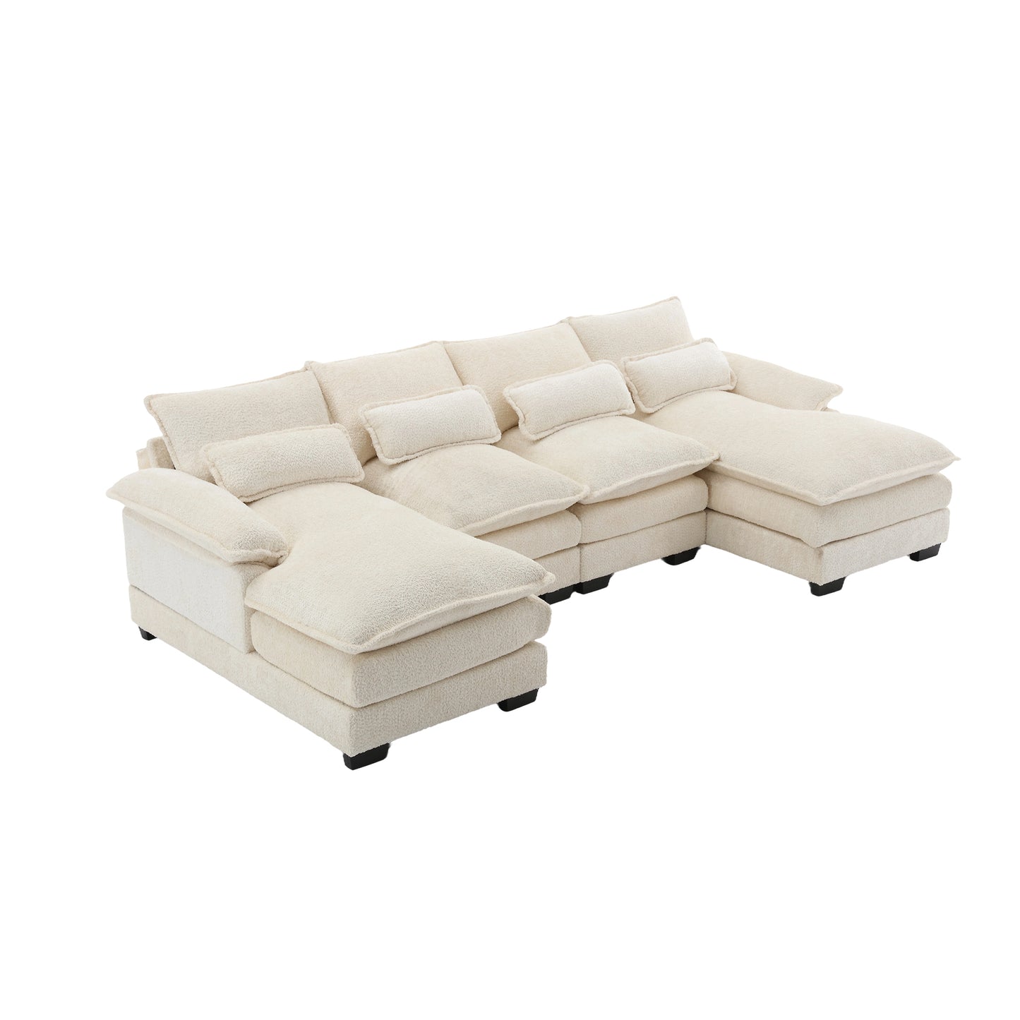 UNITED WE WIN Modern Large chenille Fabric U-Shape Sectional Sofa