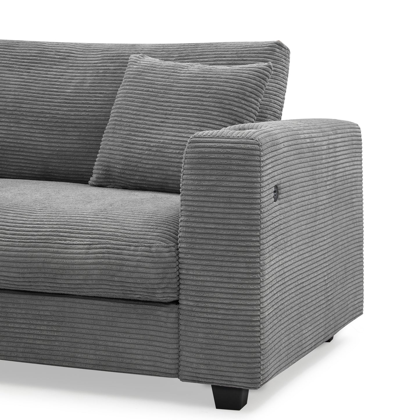 Sofá seccional extragrande de pana de 134 x 54 pulgadas, sofá nube en forma de L con puerto de carga USB, portavasos, sofá cama profundo con chaise longue de 50 pulgadas, cómodo mueble de interior para sala de estar, 3 colores