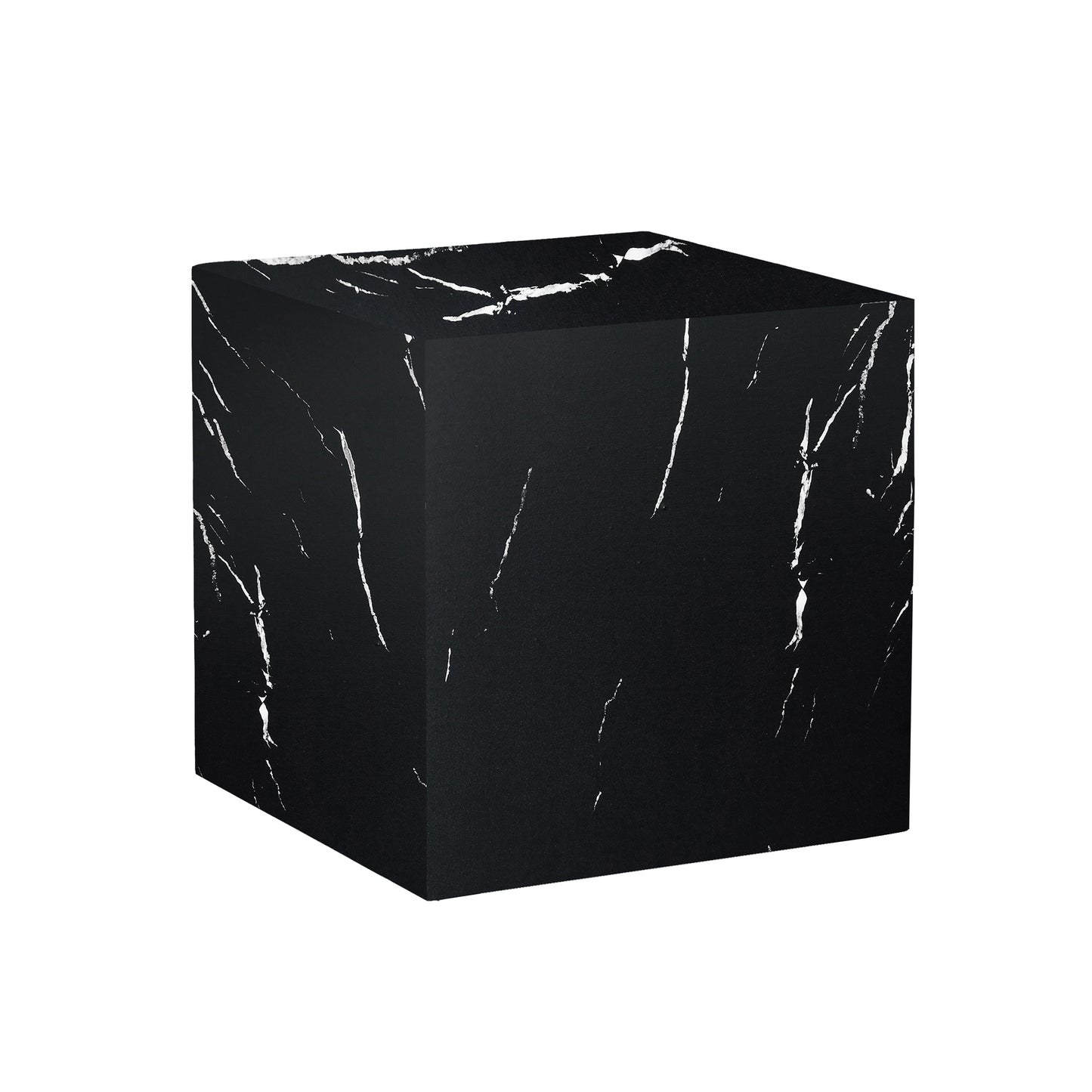 15.7*15.7*15.7 Inch Black Marble Texture MDF Coffee Table - Luxurious Design, Perfect Living Room Accent.Cube fashion texture design coffee table, suitable for various situations and scenes.