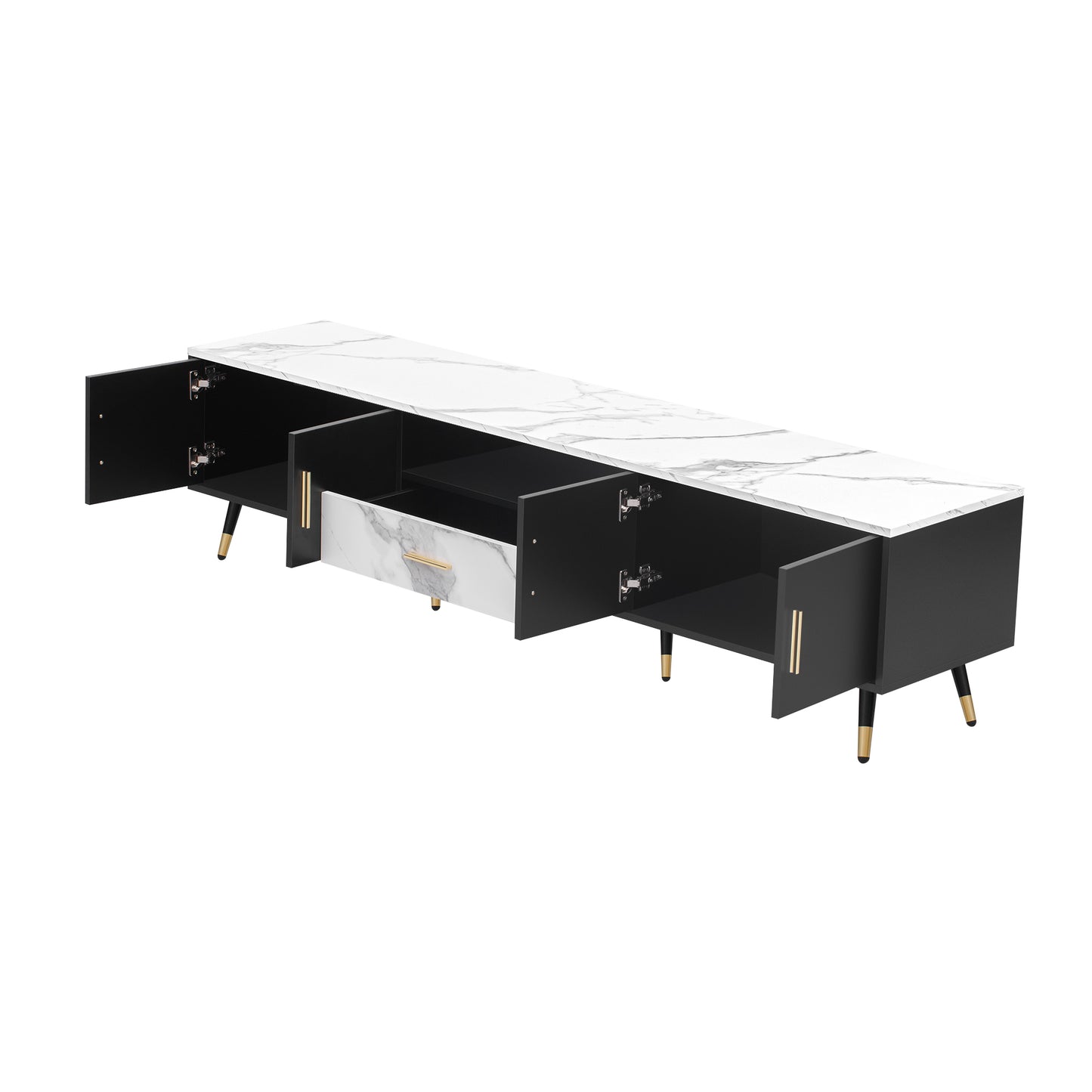 71'' Modern TV Stand with 2 Cabinets& Open Compartments, Entertainment Center for TVs up to 80'', Television Console for Living Room, Bedroom, Home Theatre