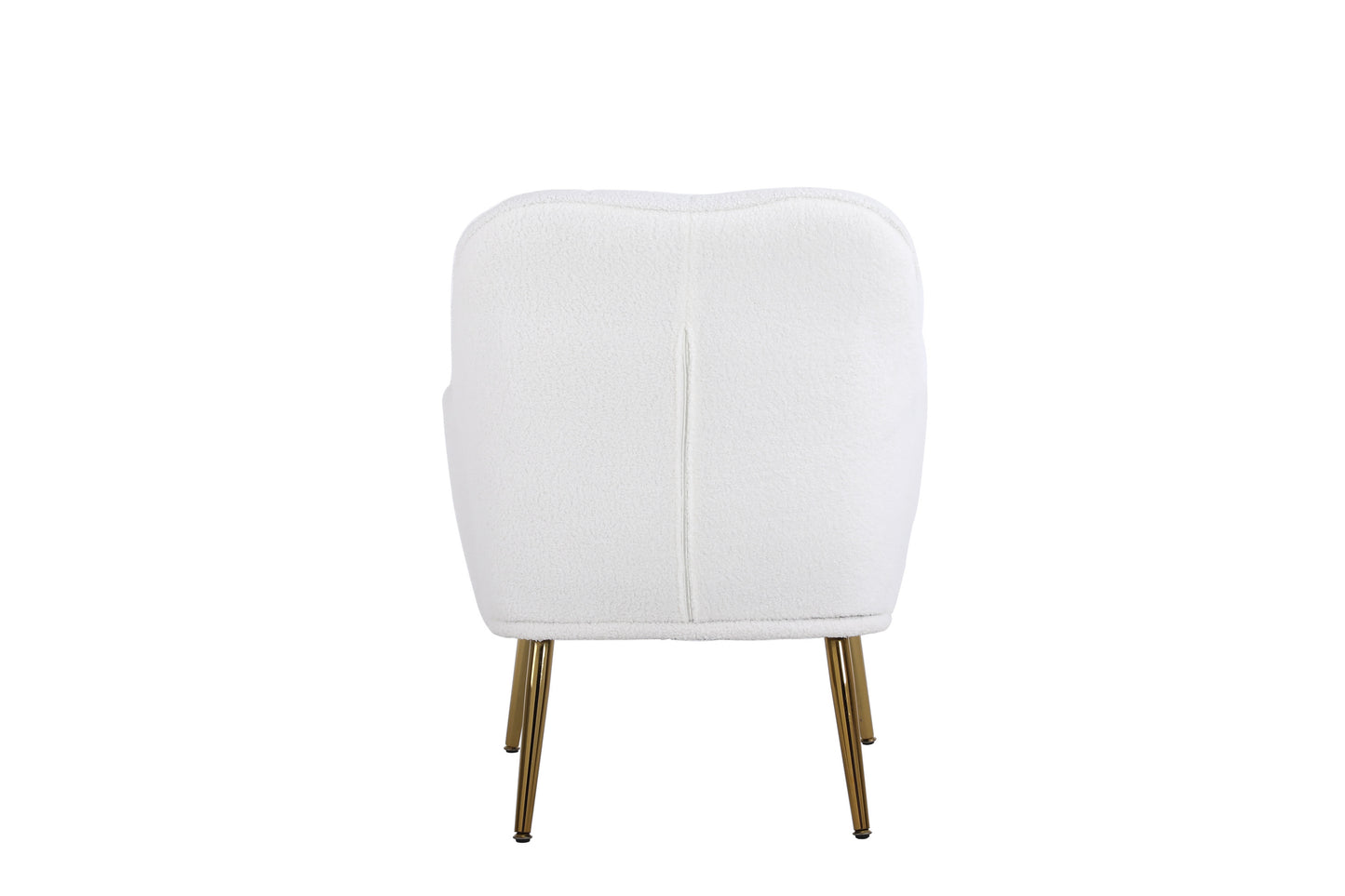 Sillón moderno y ergonómico de tela suave color blanco marfil para sala de estar, dormitorio, hogar, con patas doradas y patas ajustables para interiores.