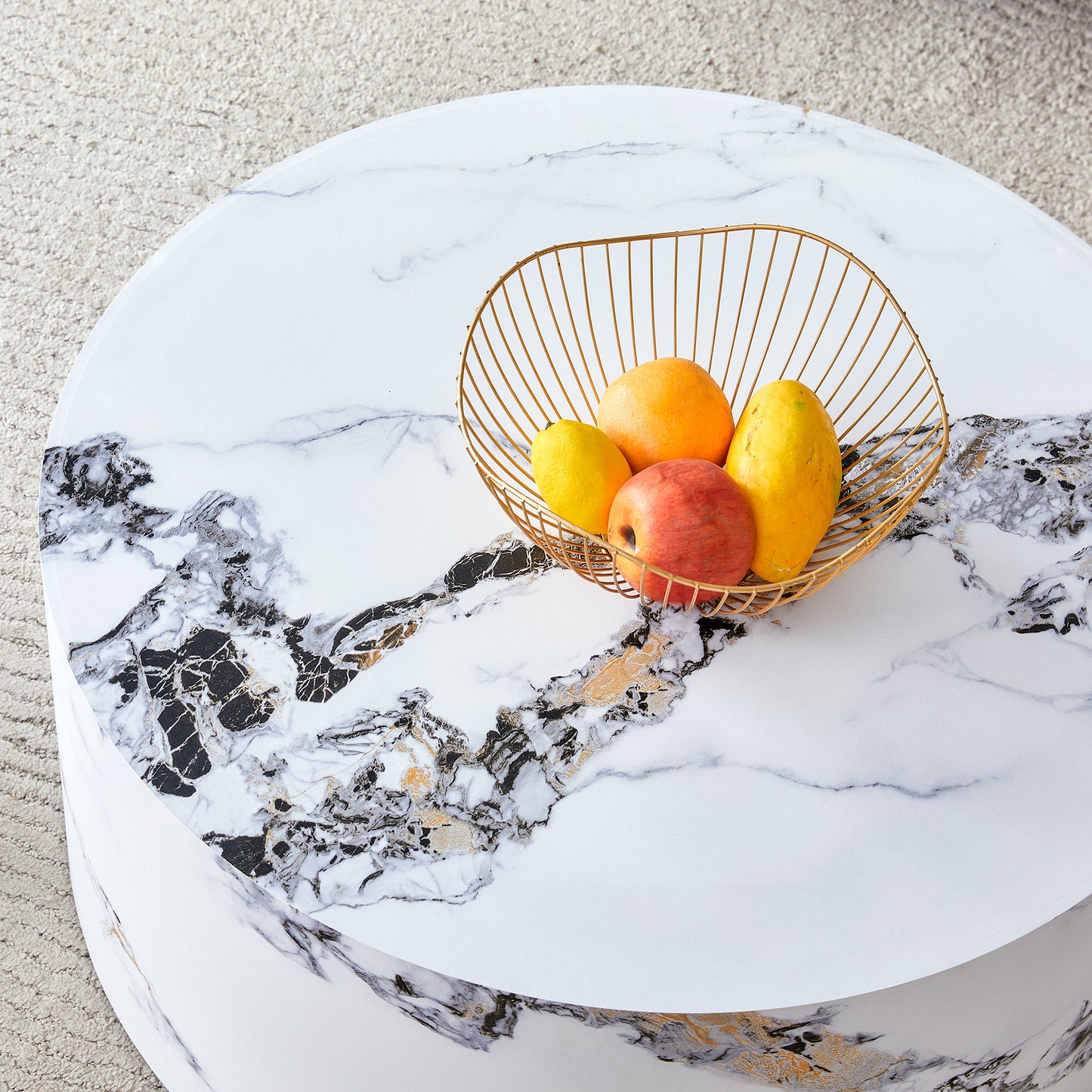 The cylindrical table with its patterned design can be easily integrated into a variety of interior styles, from coffee tables to small dining tables, workbenches or makeshift writing desks.