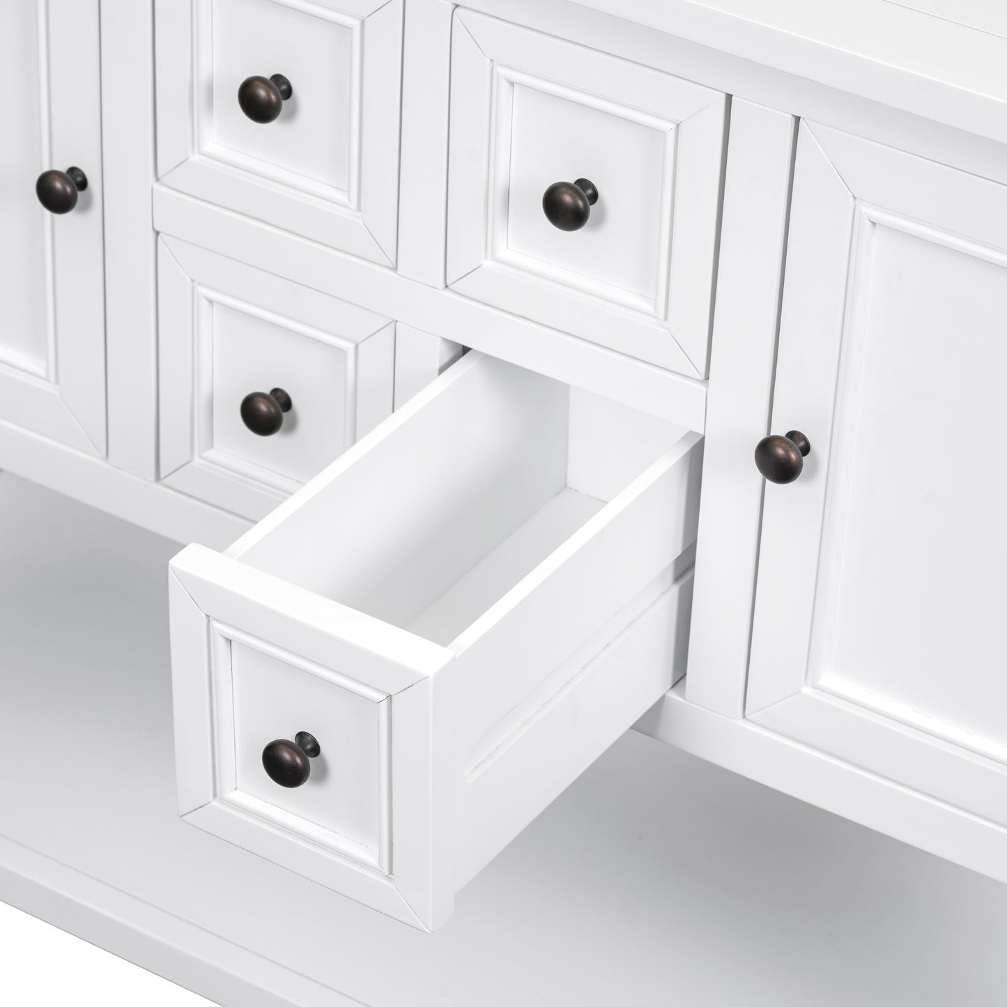 TREXM Cambridge Series Ample Storage Vintage Console Table with Four Small Drawers and Bottom Shelf for Living Rooms, Entrances and Kitchens (White, OLD SKU: WF190263AAA)