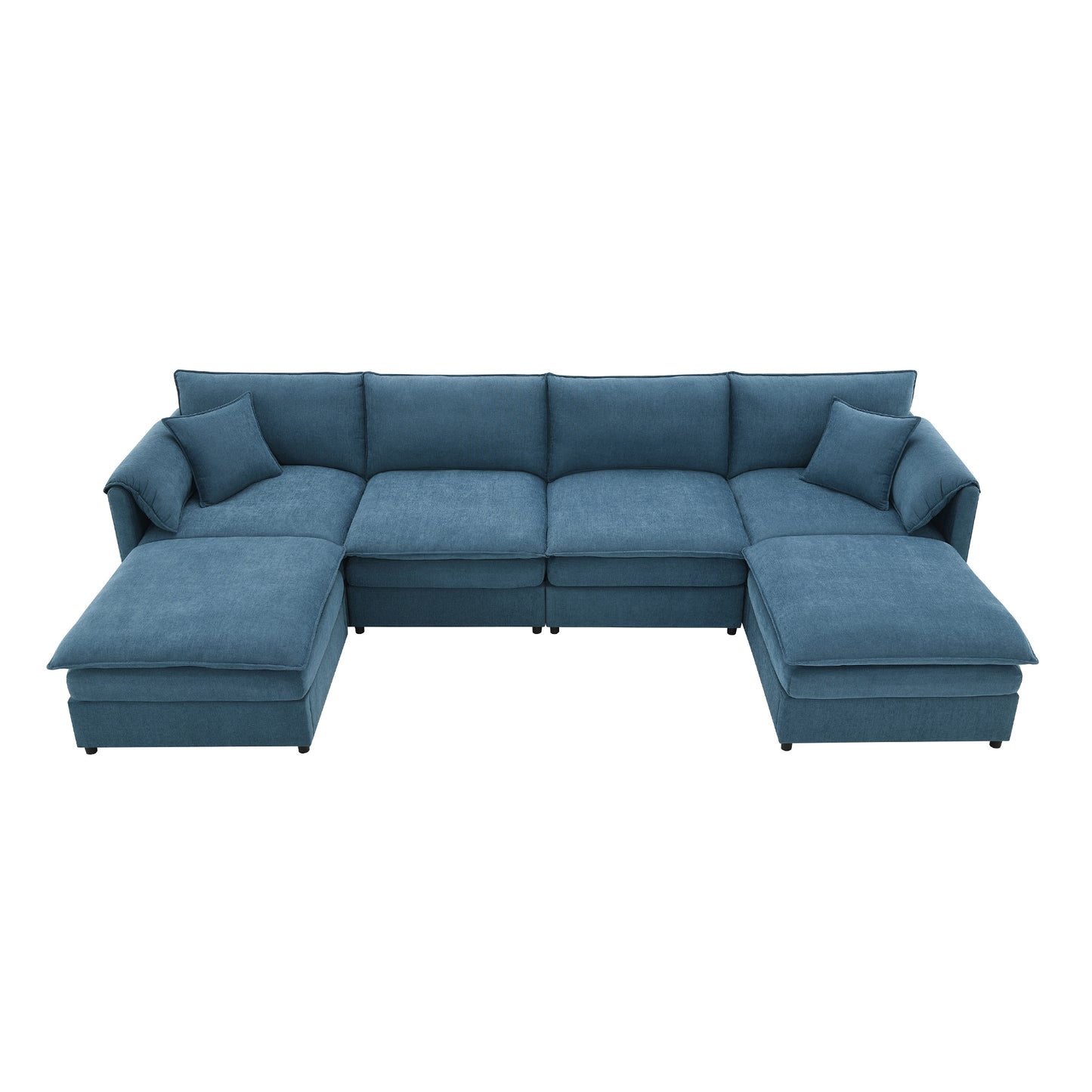 134*66" Chenille Modular Sectional Sofa,U Shaped Cloud Couch Set with Double Cushions ,6 Seat Sleeper Sofa Bed with Ottomans,Oversized Indoor Furniture for Living Room, 3 Colors