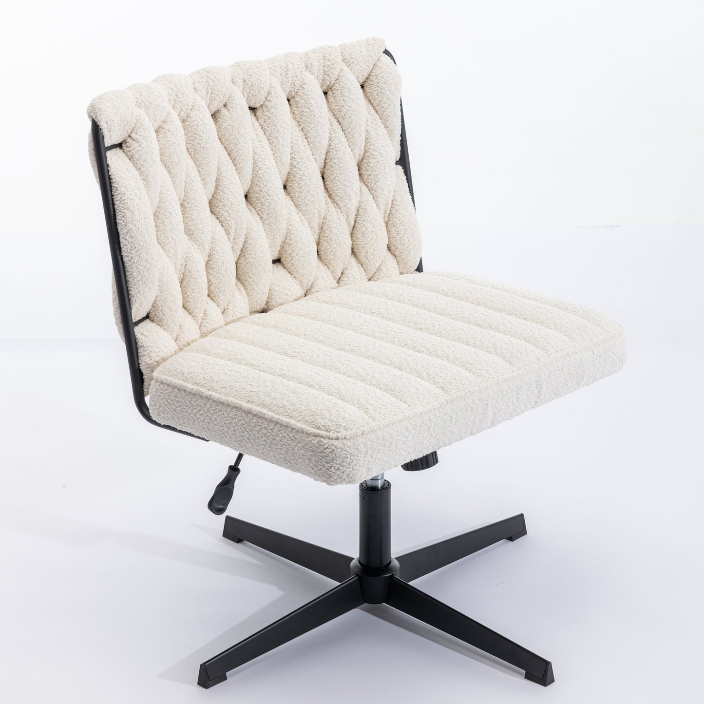 Armless Office Desk Chair No Wheels, WHITE