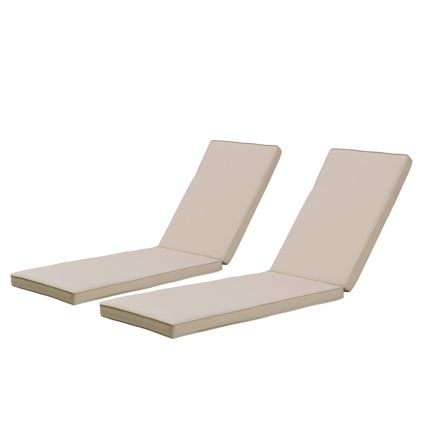 2-Piece Outdoor Chaise Lounge Cushion Set, Replacement Cushions for Patio Furniture, Khaki