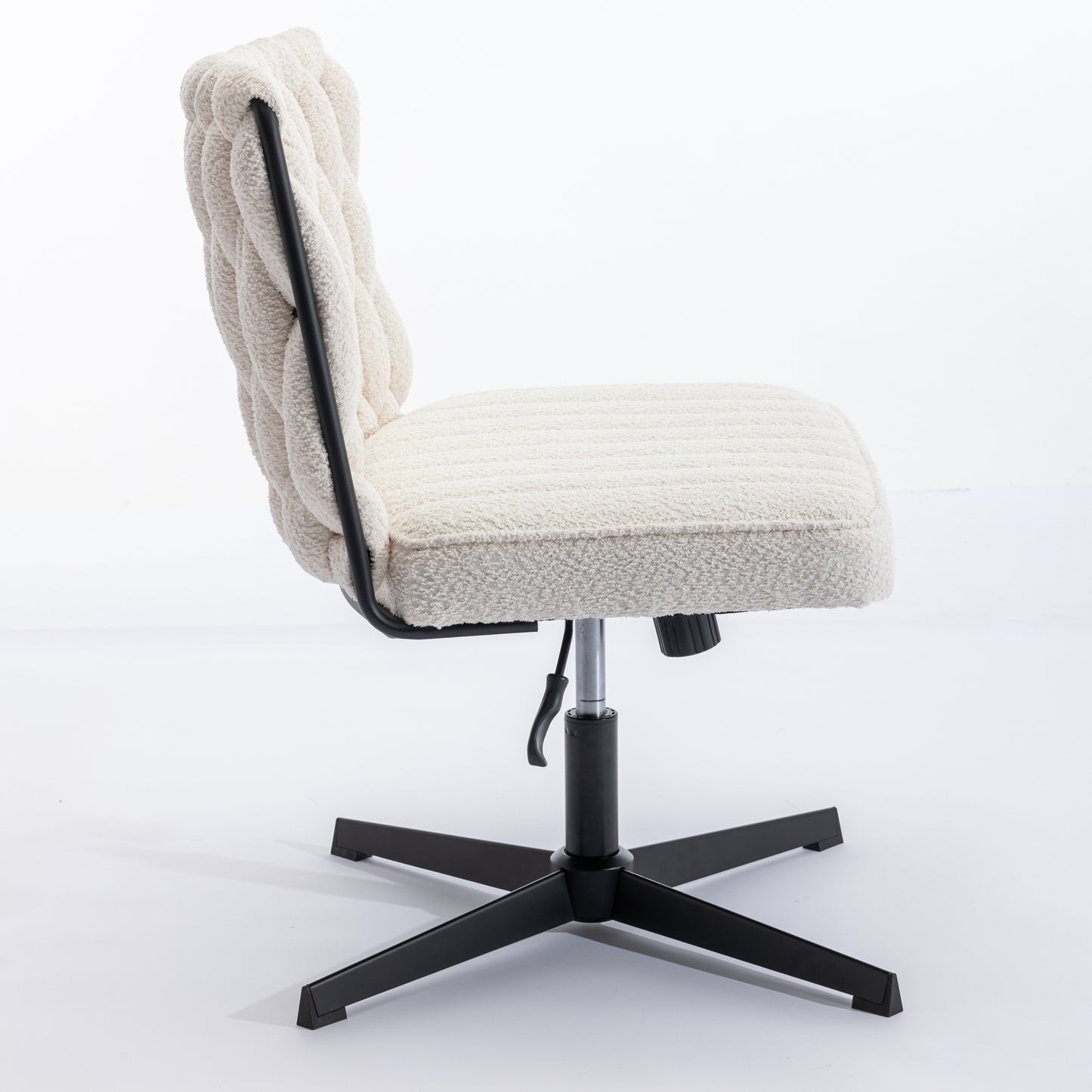 Armless Office Desk Chair No Wheels, WHITE