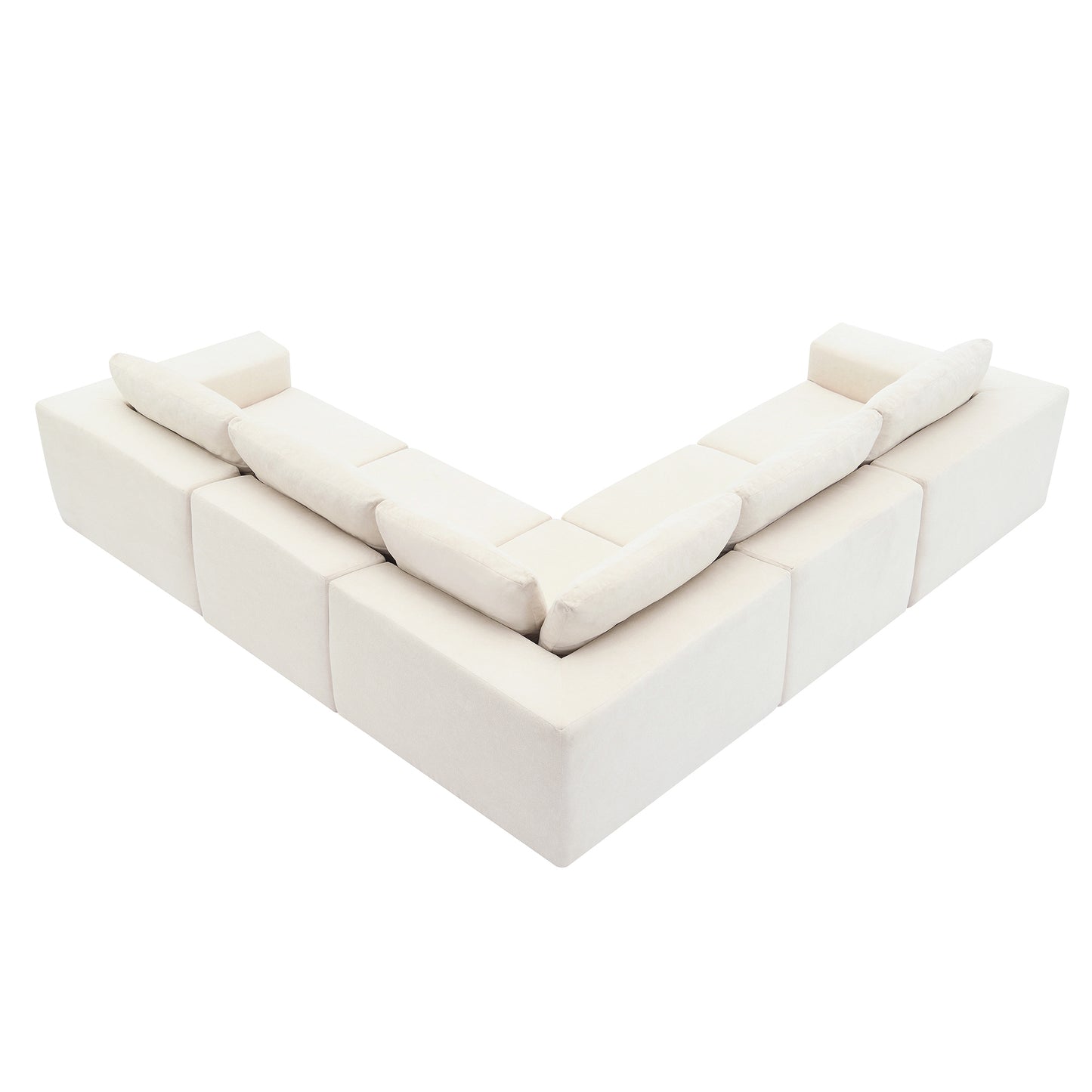 Sofá modular seccional en forma de L de 116 x 116 pulgadas, juego de sofá de piso de lujo, muebles de interior tapizados, sofá de espuma comprimida para sala de estar y dormitorio, combinación de 5 piezas, 3 colores