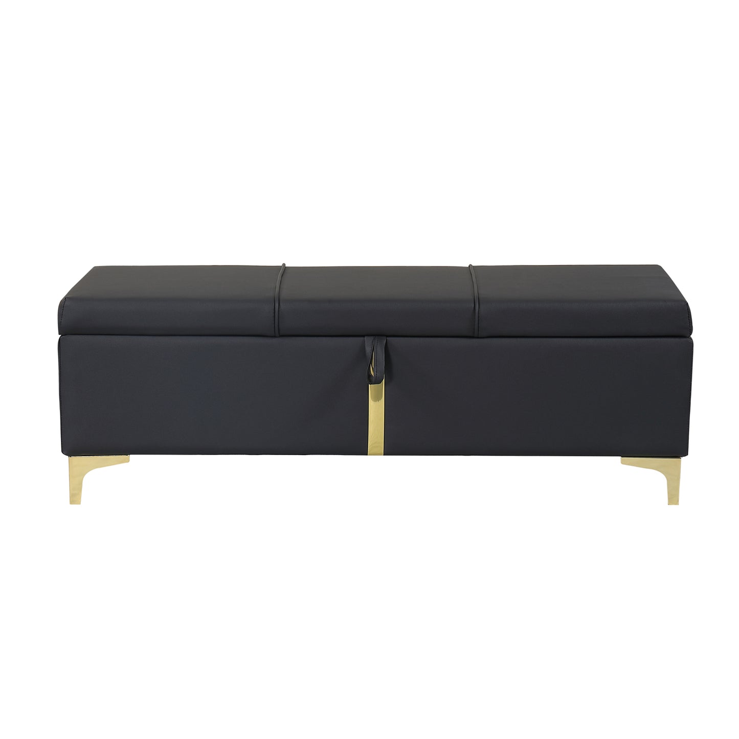 Juego de dormitorio de 2 piezas, cama Queen con plataforma tapizada y sistema de almacenamiento hidráulico, otomana con patas de metal, color negro