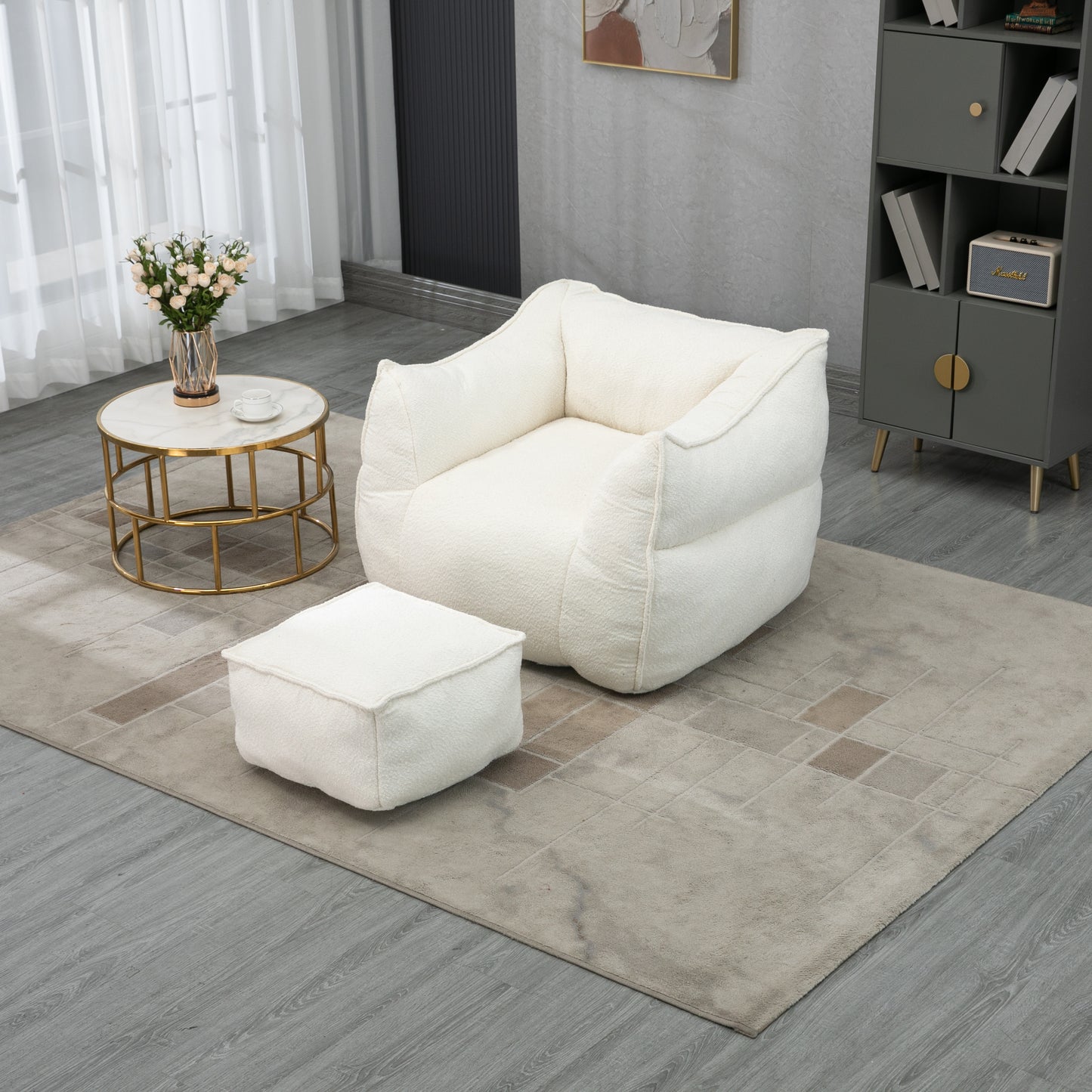 COOLMORE - Sillón puff, cómodo y duradero, con respaldo alto, para adultos y niños, para interiores y exteriores