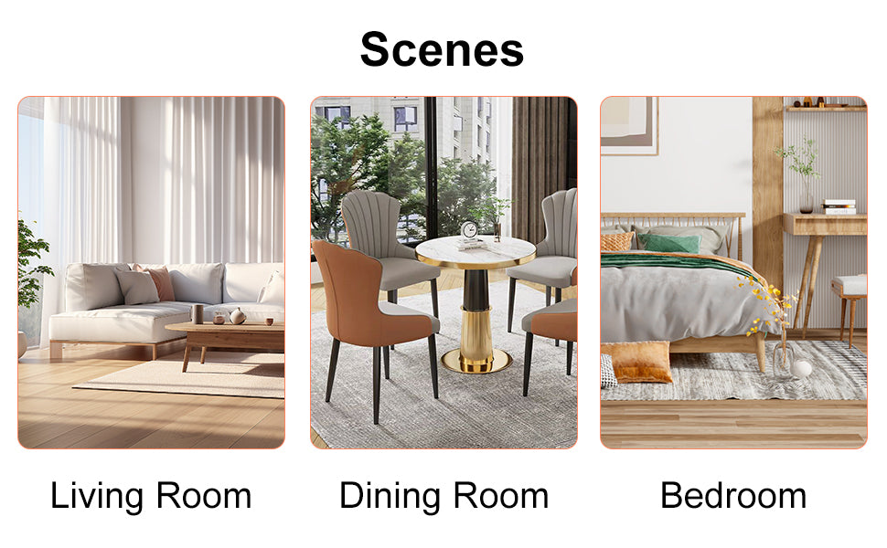 Table and chair set, modern dining table, imitation marble white top and silver legs, soft and comfortable dining chair, perfect for dinner, meetings, home and office decor