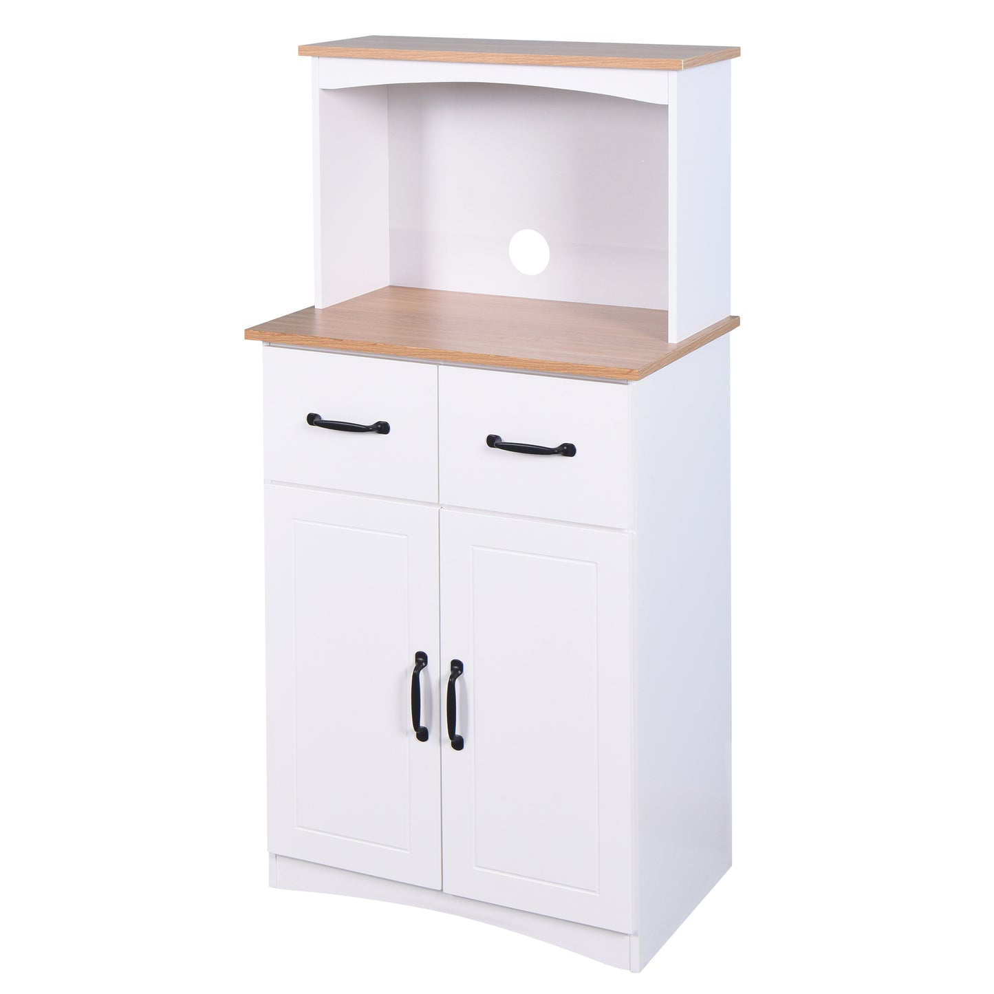 Gabinete de cocina de madera blanco, despensa, armario para microondas con cajón de almacenamiento
