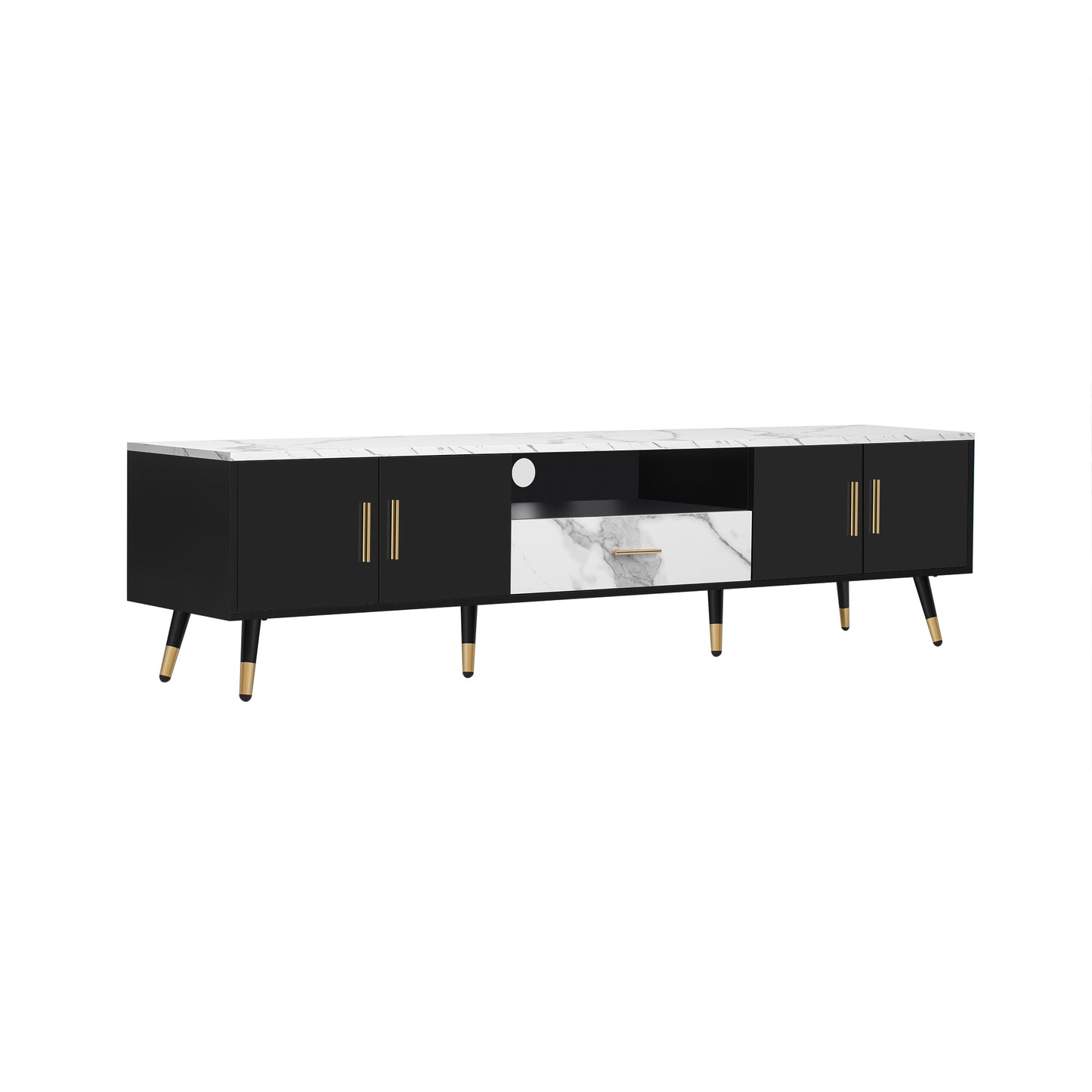 71'' Modern TV Stand with 2 Cabinets& Open Compartments, Entertainment Center for TVs up to 80'', Television Console for Living Room, Bedroom, Home Theatre