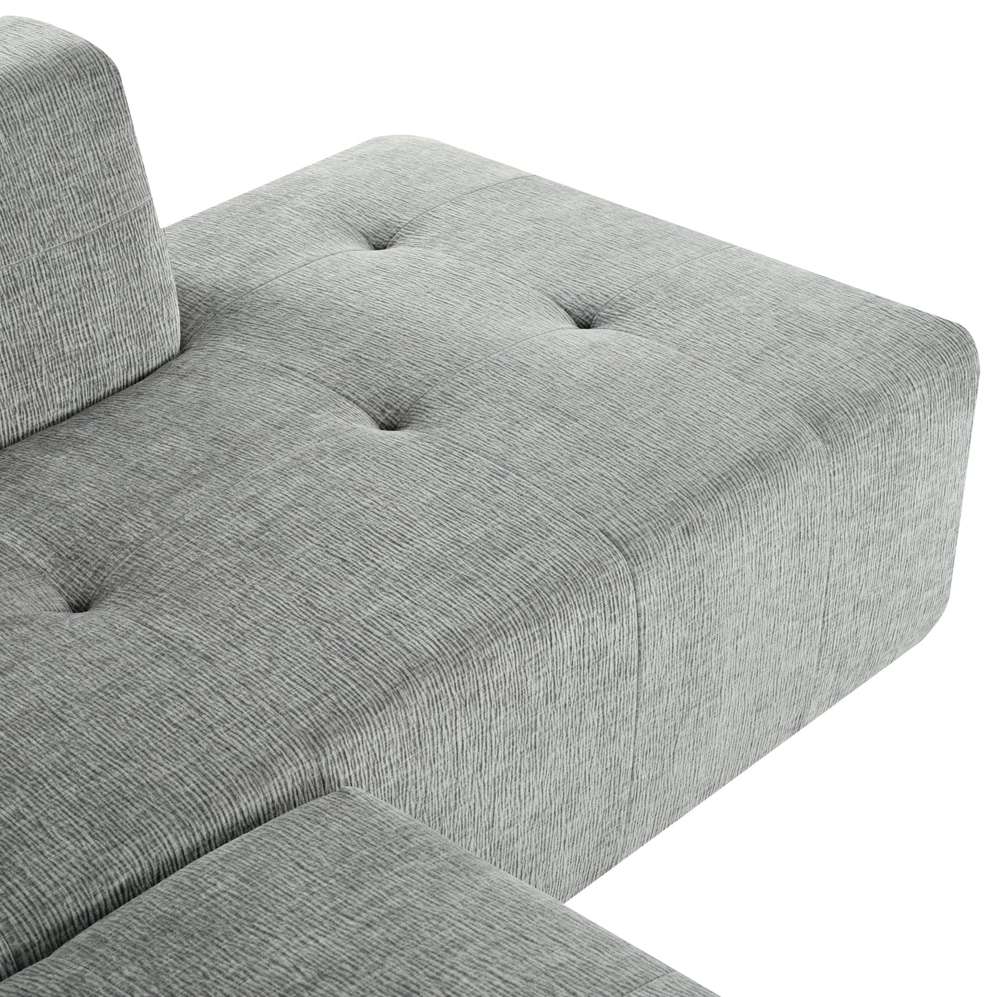 Juego de sofás modulares para sala de estar, 112,2 x 74 pulgadas, sofá minimalista moderno, sofá cama tapizado para sala de estar, dormitorio, combinación de 2 piezas sin computadora, en forma de L, gris claro