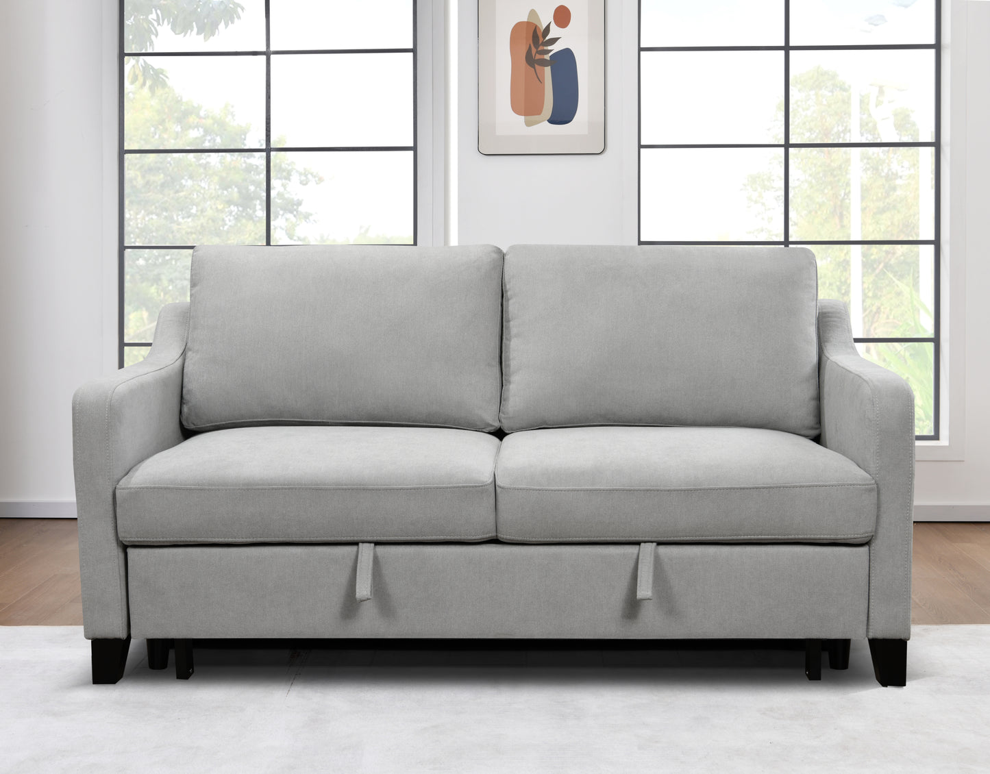 69'3 in 1 Convertible Queen Sleeper Sofa Bed, Modern Fabric Loveseat Futon Sofa Couch w/Pullout Bed, Small Love Seat Lounge Sofa w/Reclining Backrest, Furniture for Living Room, Light Gray