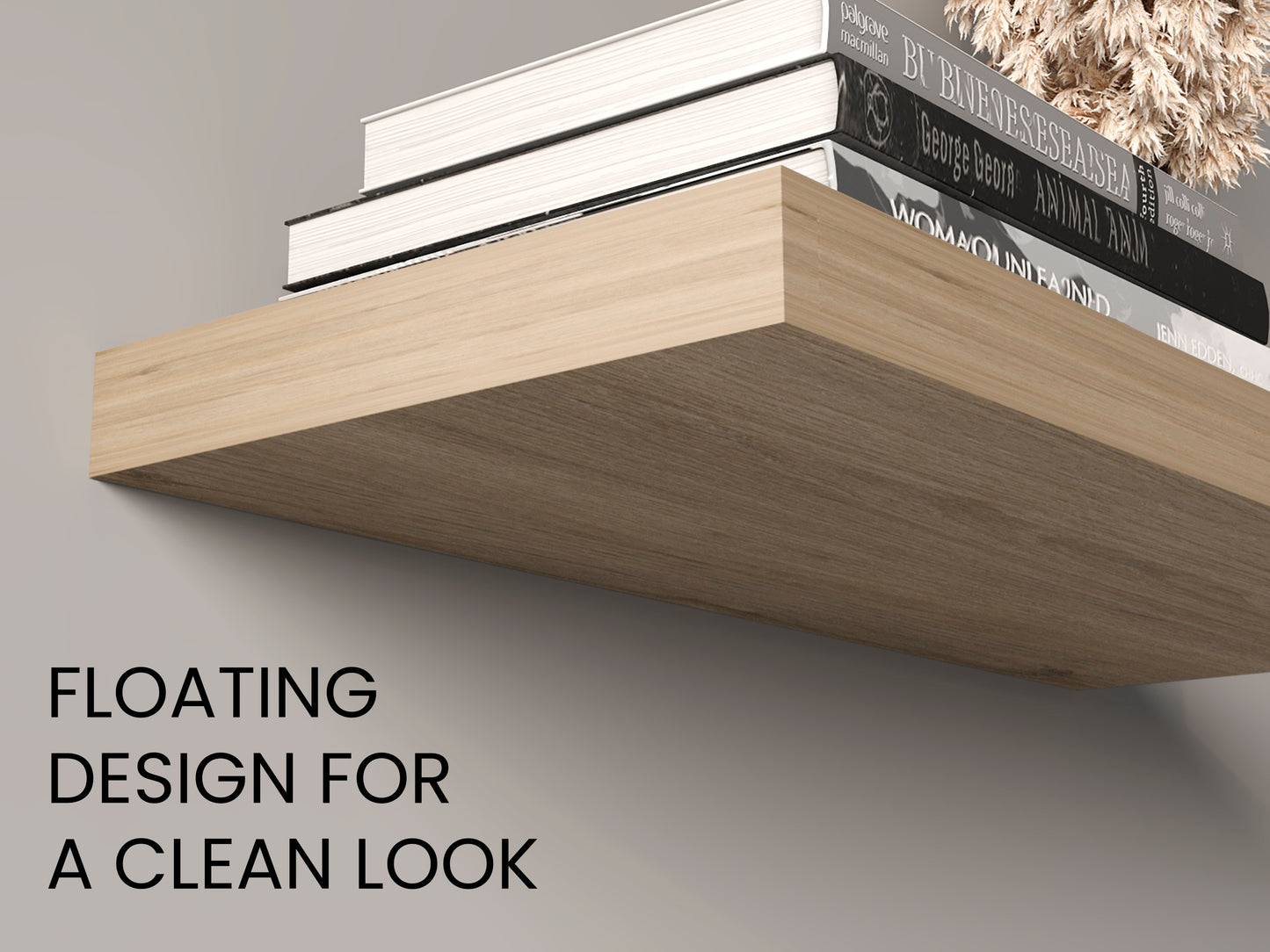 Ecco 31.5" Wide Floating Shelves Set of 2, Shelves for Wall Decor for Bedroom, Bathroom Storage Shelves, Book Shelves for Living Room Light Pine