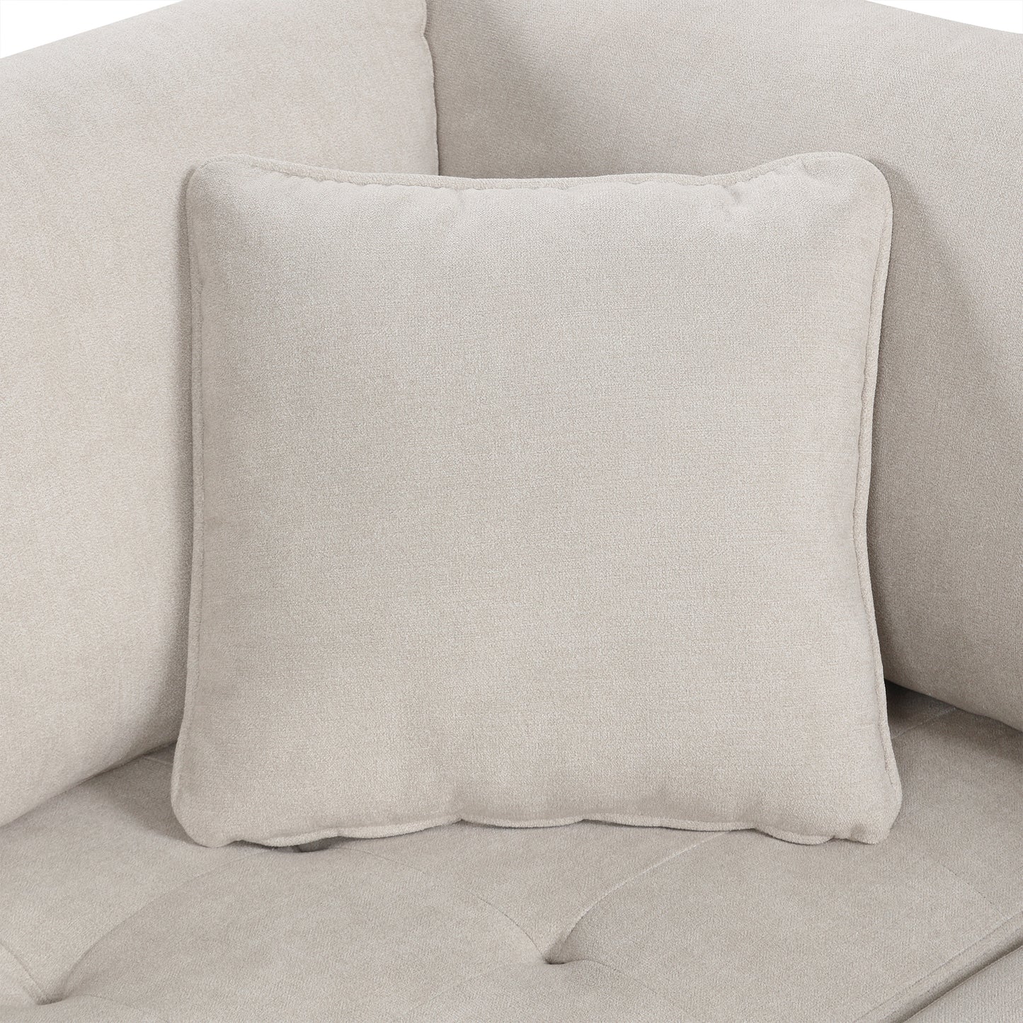 Sofá seccional extragrande de 117.3" en forma de U, sofá cama extraíble con dos cojines para sala de estar, color beige