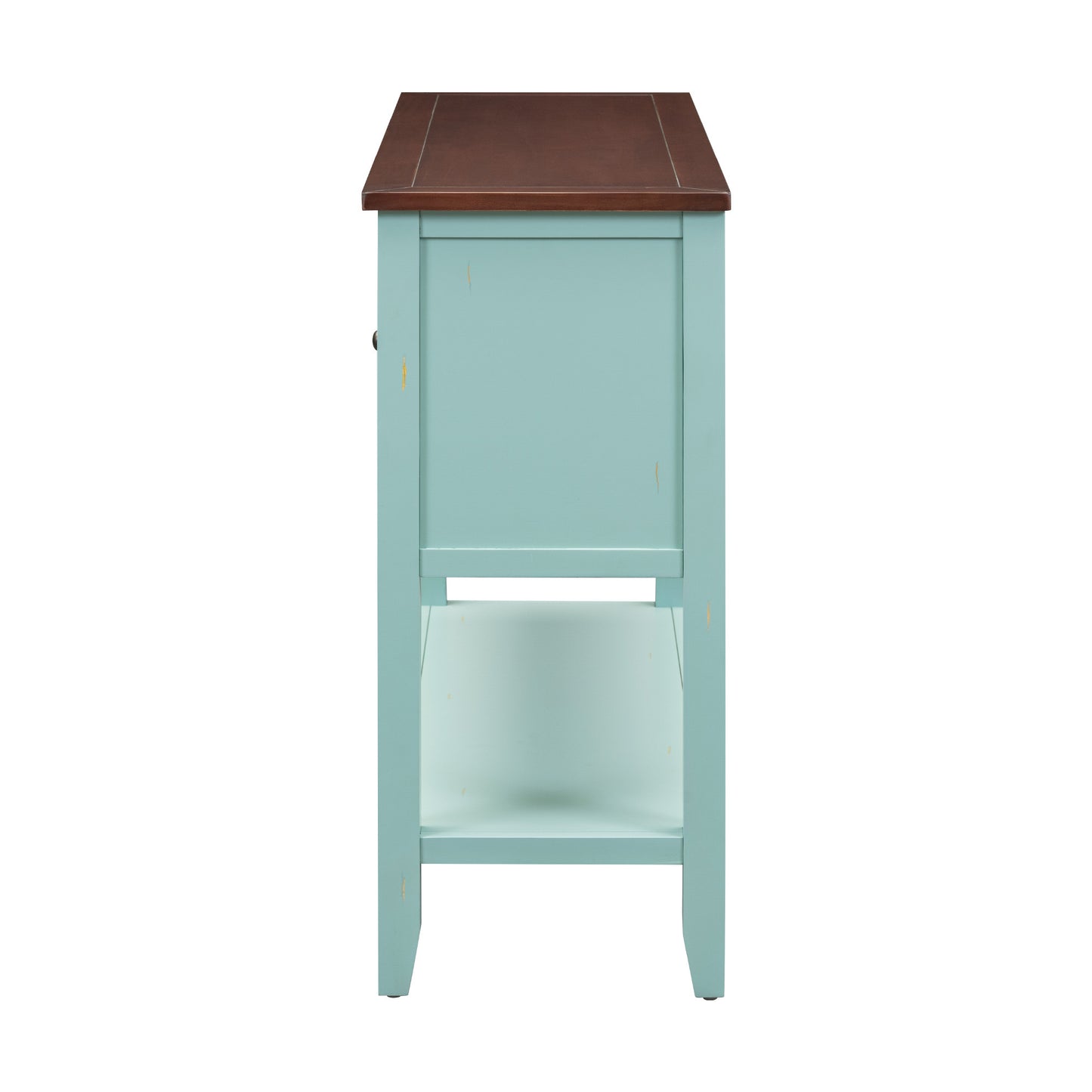 TREXM Cambridge Series Ample Storage Vintage Console Table with Four Small Drawers and Bottom Shelf for Living Rooms, Entrances and Kitchens (Retro Blue, OLD SKU: WF190263AAC)
