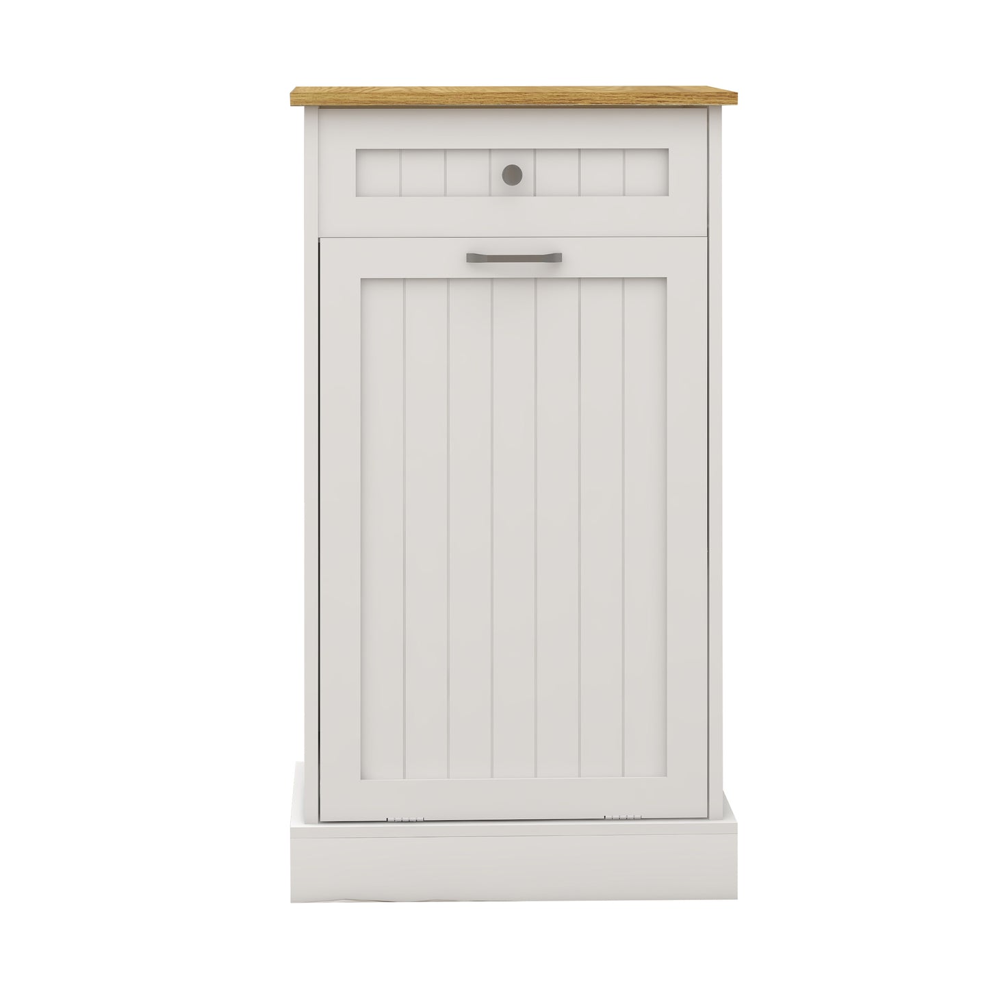 Gabinete de basura abatible con un cajón y un compartimento para cocina, color blanco