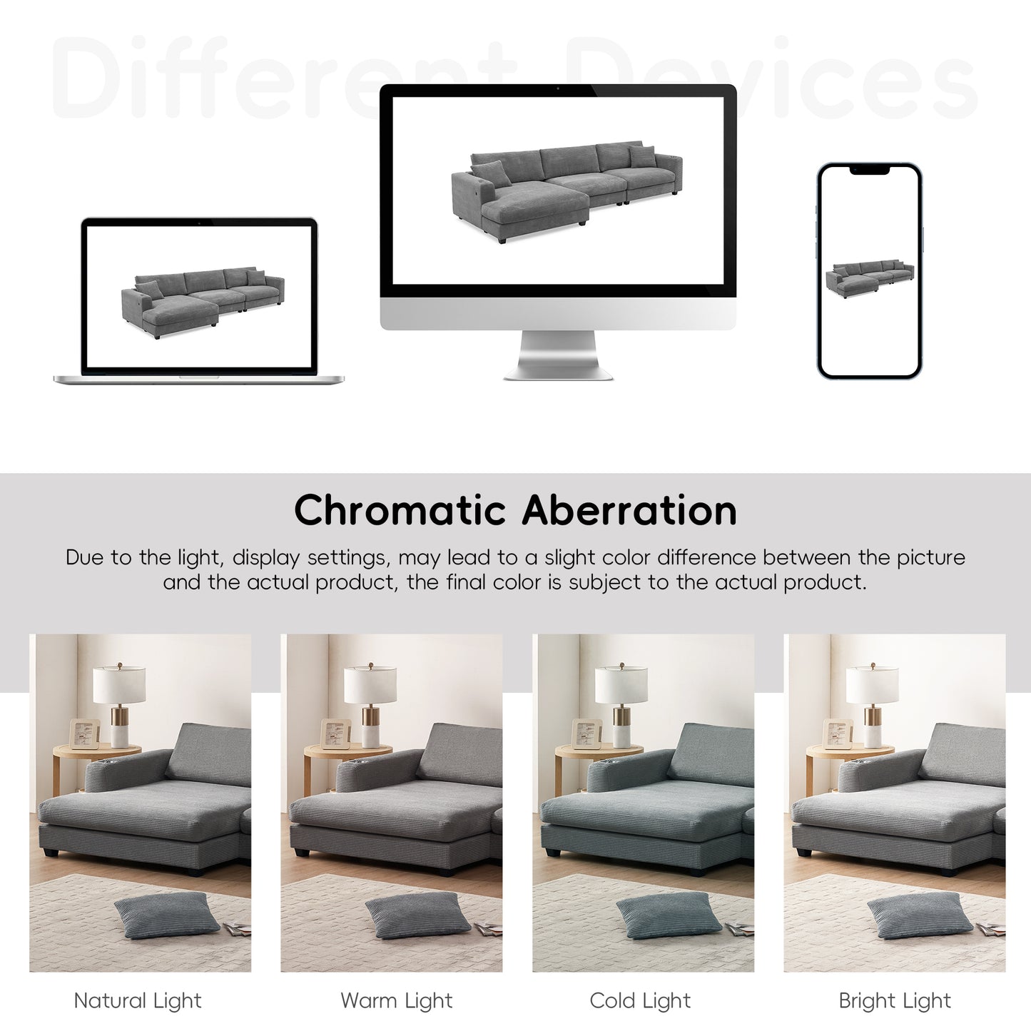 Sofá seccional extragrande de pana de 134 x 54 pulgadas, sofá nube en forma de L con puerto de carga USB, portavasos, sofá cama profundo con chaise longue de 50 pulgadas, cómodo mueble de interior para sala de estar, 3 colores