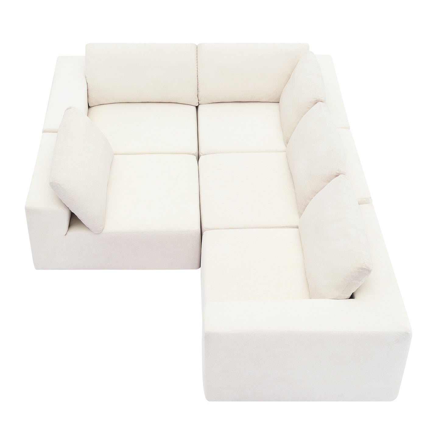 Sofá modular seccional en forma de L de 116 x 116 pulgadas, juego de sofá de piso de lujo, muebles de interior tapizados, sofá de espuma comprimida para sala de estar y dormitorio, combinación de 5 piezas, 3 colores