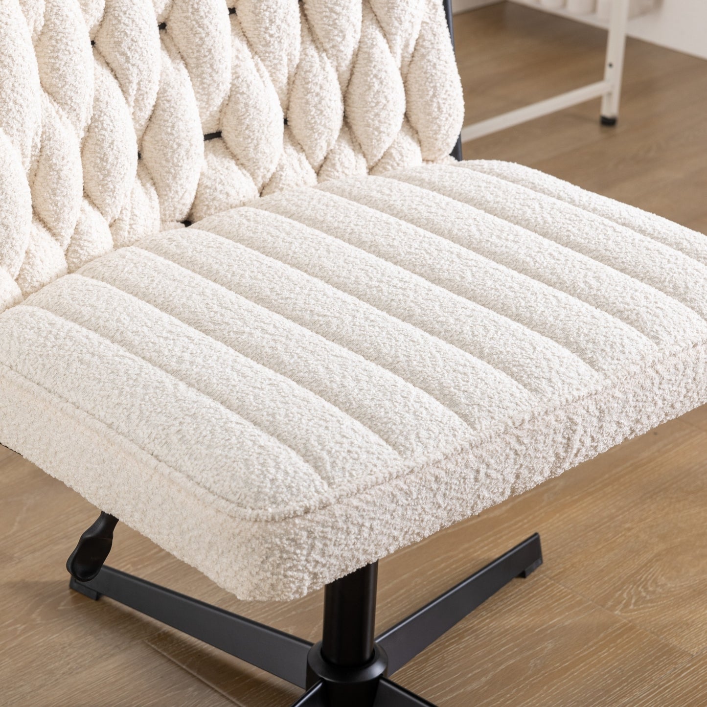 Armless Office Desk Chair No Wheels, WHITE