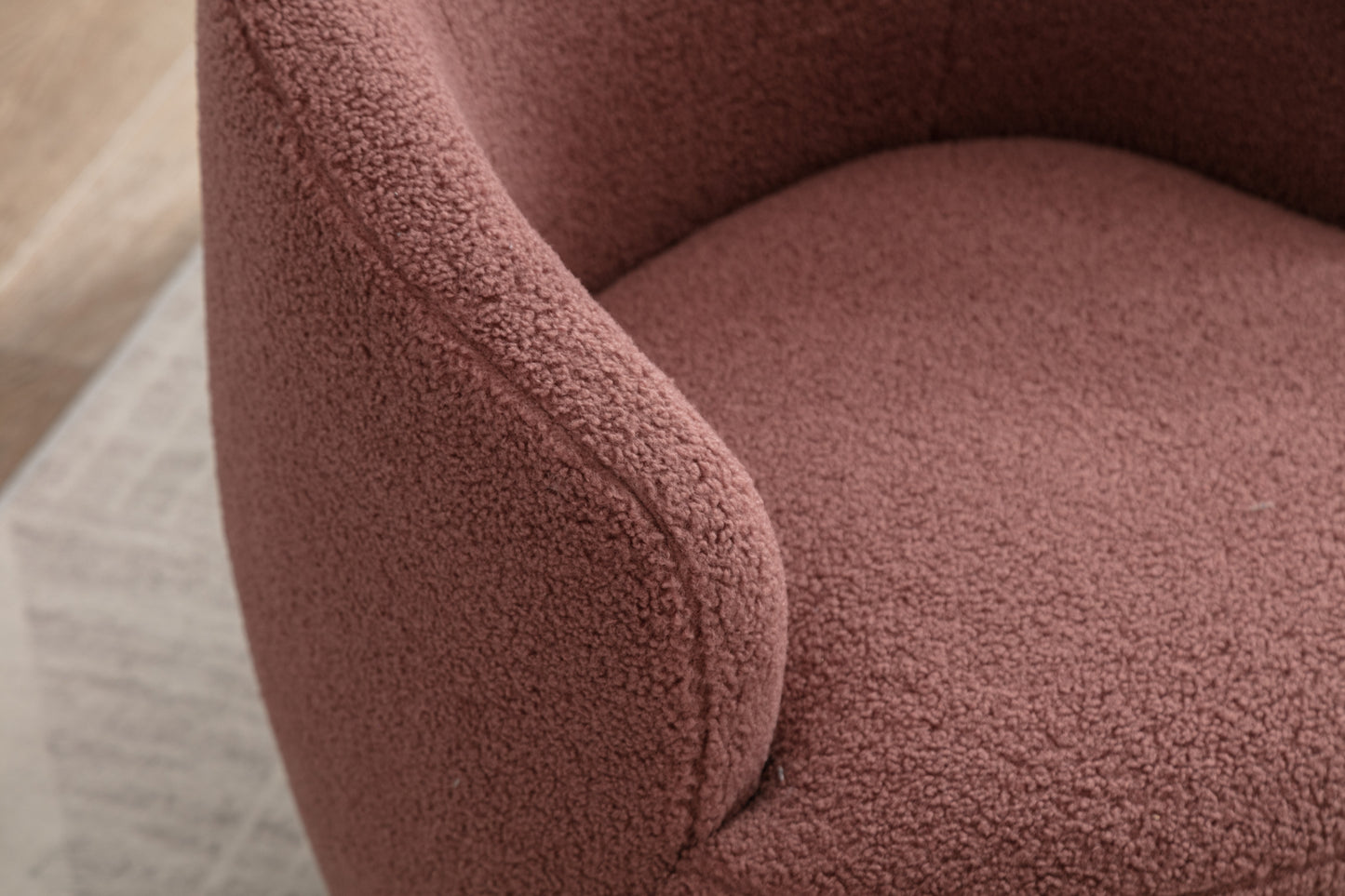 Teddy Fabric Swivel Accent Armchair Barrel Chair With Black Powder Coating Metal Ring,Dark Red