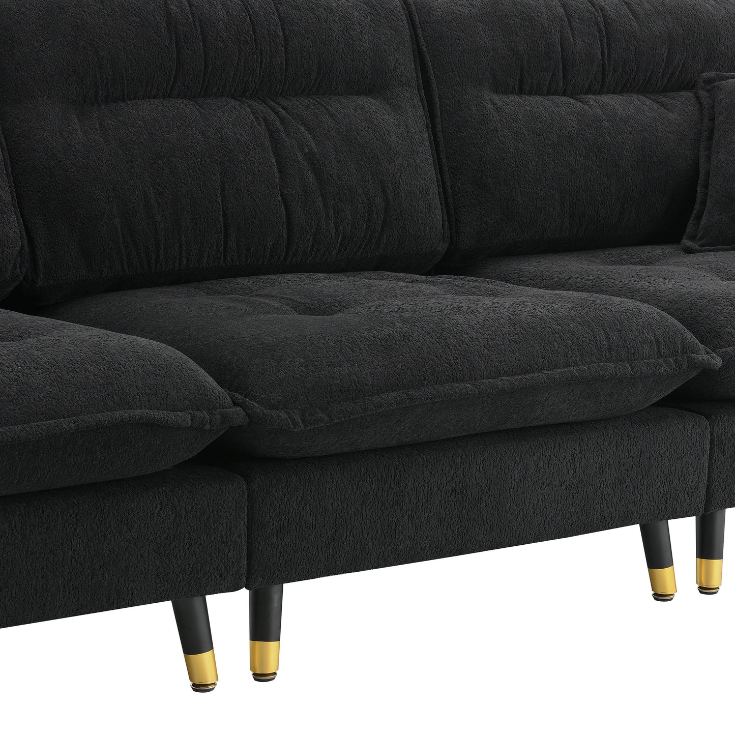 106*66.5" L shaped Convertible Sectional Sofa,4 Seat Tufted Couch Set with Two-tone Adjust Legs,Cloud Chenille Fabric,Movable Ottoman for Living Room, Apartment,Office,3 Colors