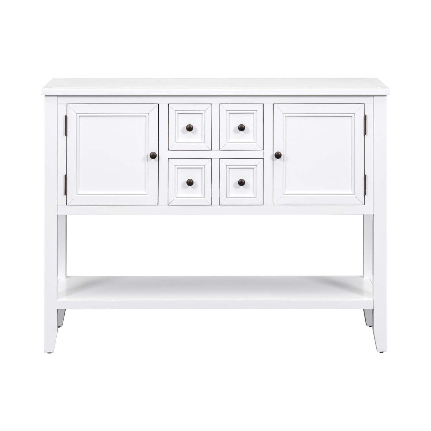 TREXM Cambridge Series Ample Storage Vintage Console Table with Four Small Drawers and Bottom Shelf for Living Rooms, Entrances and Kitchens (White, OLD SKU: WF190263AAA)