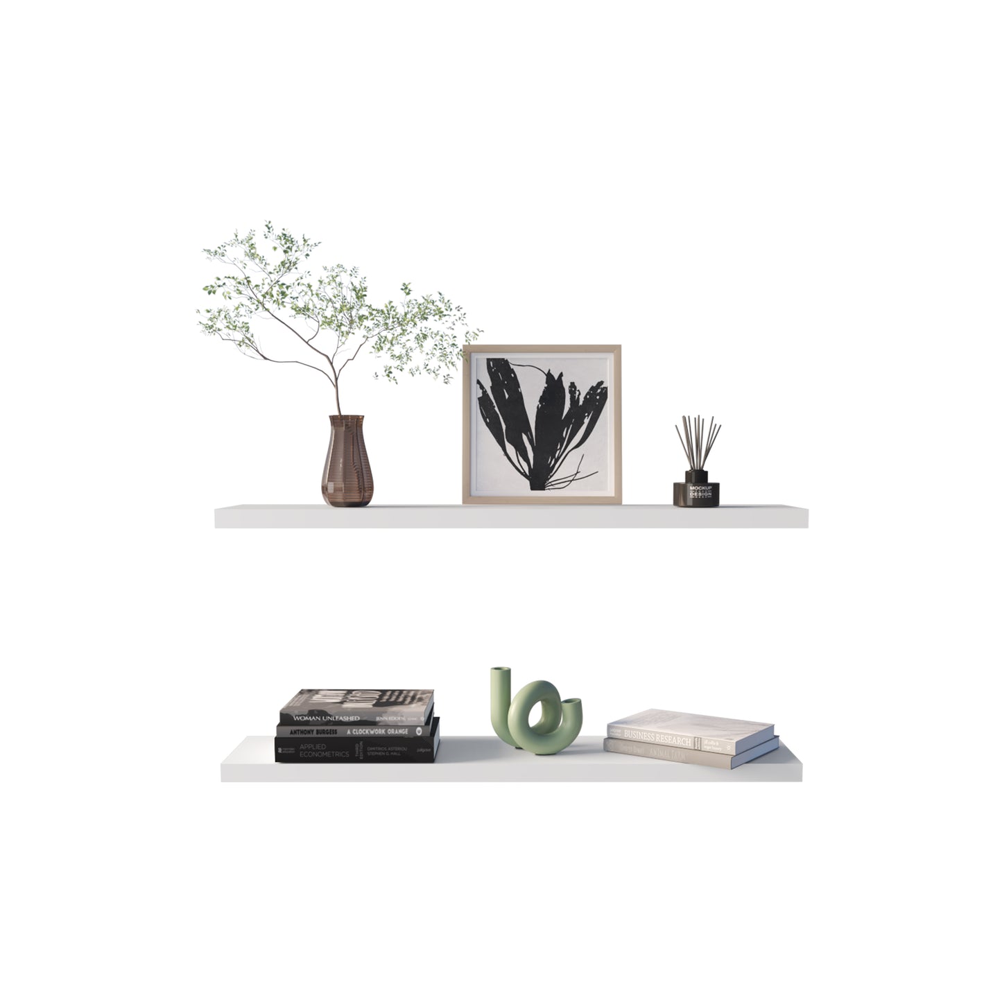 Ecco 47" Wide Floating Shelves Set of 2, Shelves for Wall Decor for Bedroom, Bathroom Storage Shelves, Book Shelves for Living Room