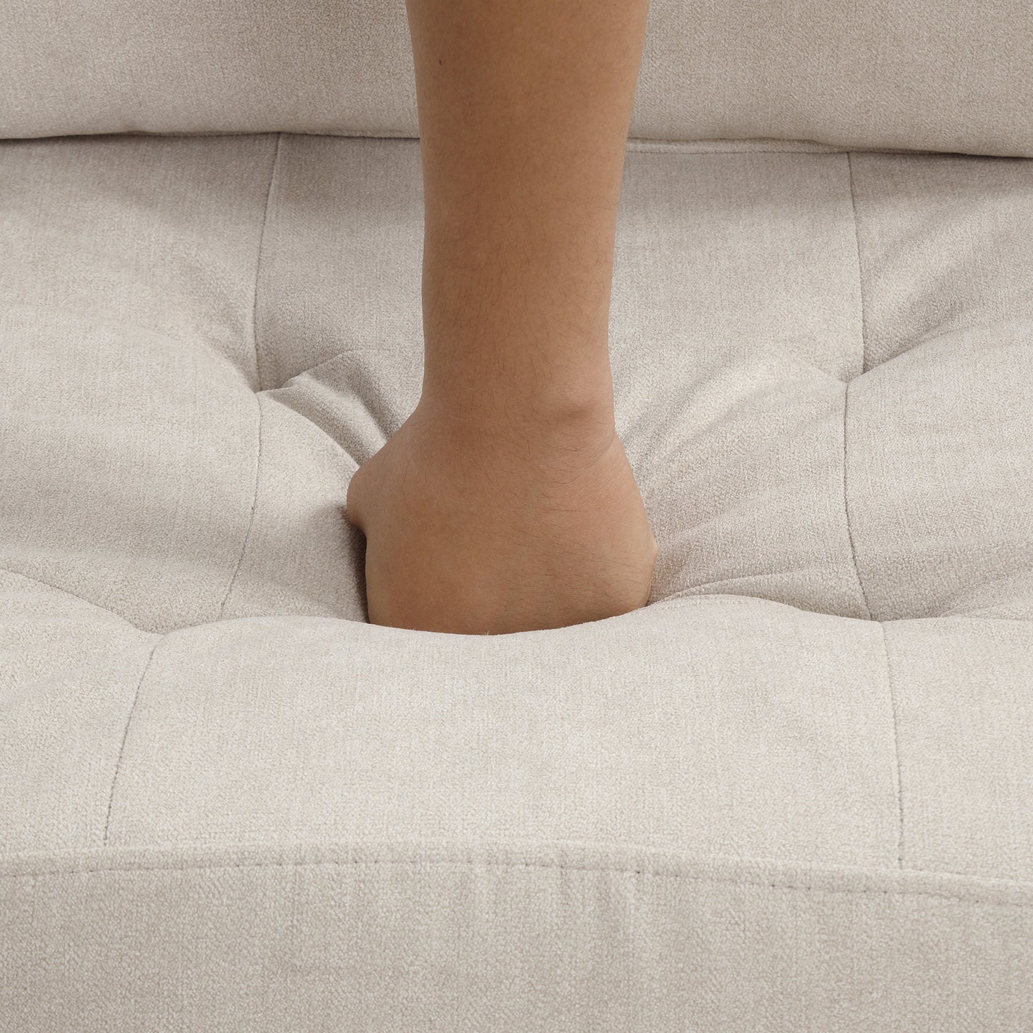 Sofá seccional extragrande de 117.3" en forma de U, sofá cama extraíble con dos cojines para sala de estar, color beige