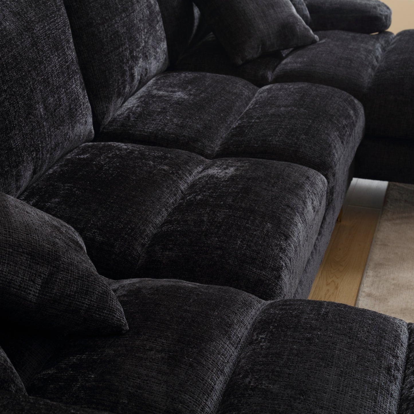 UNITED Modern Large chenille Fabric U-Shape Sectional Sofa