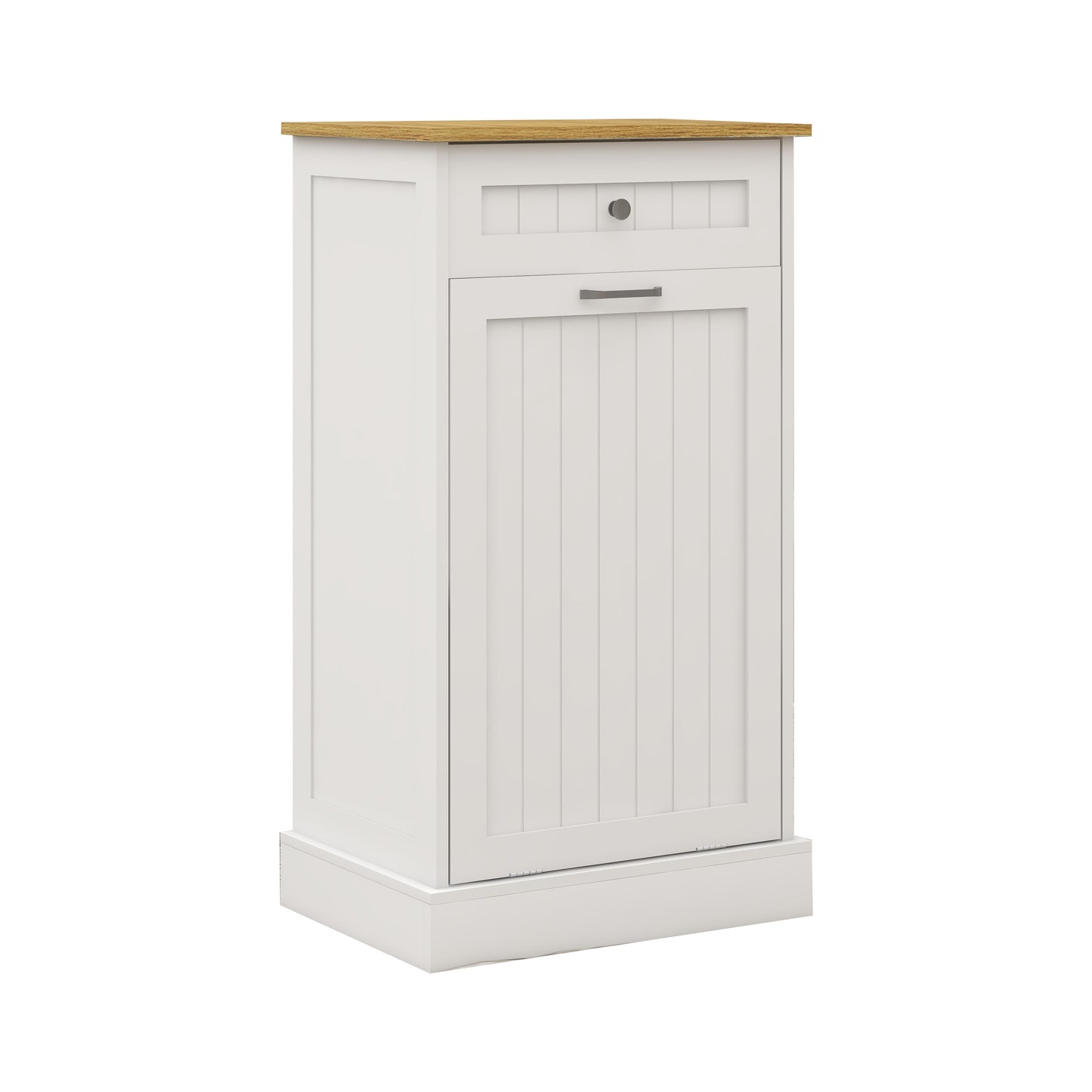 Gabinete de basura abatible con un cajón y un compartimento para cocina, color blanco