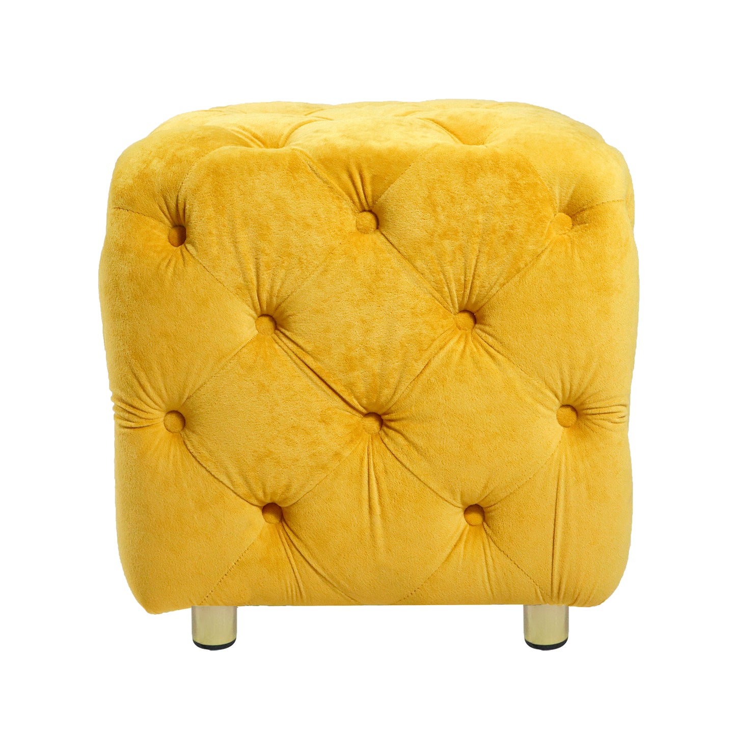 Otomana moderna tapizada en terciopelo amarillo, exquisita mesa auxiliar pequeña, reposapiés suave, tocador y silla de maquillaje, asiento cómodo para sala de estar, dormitorio y entrada.