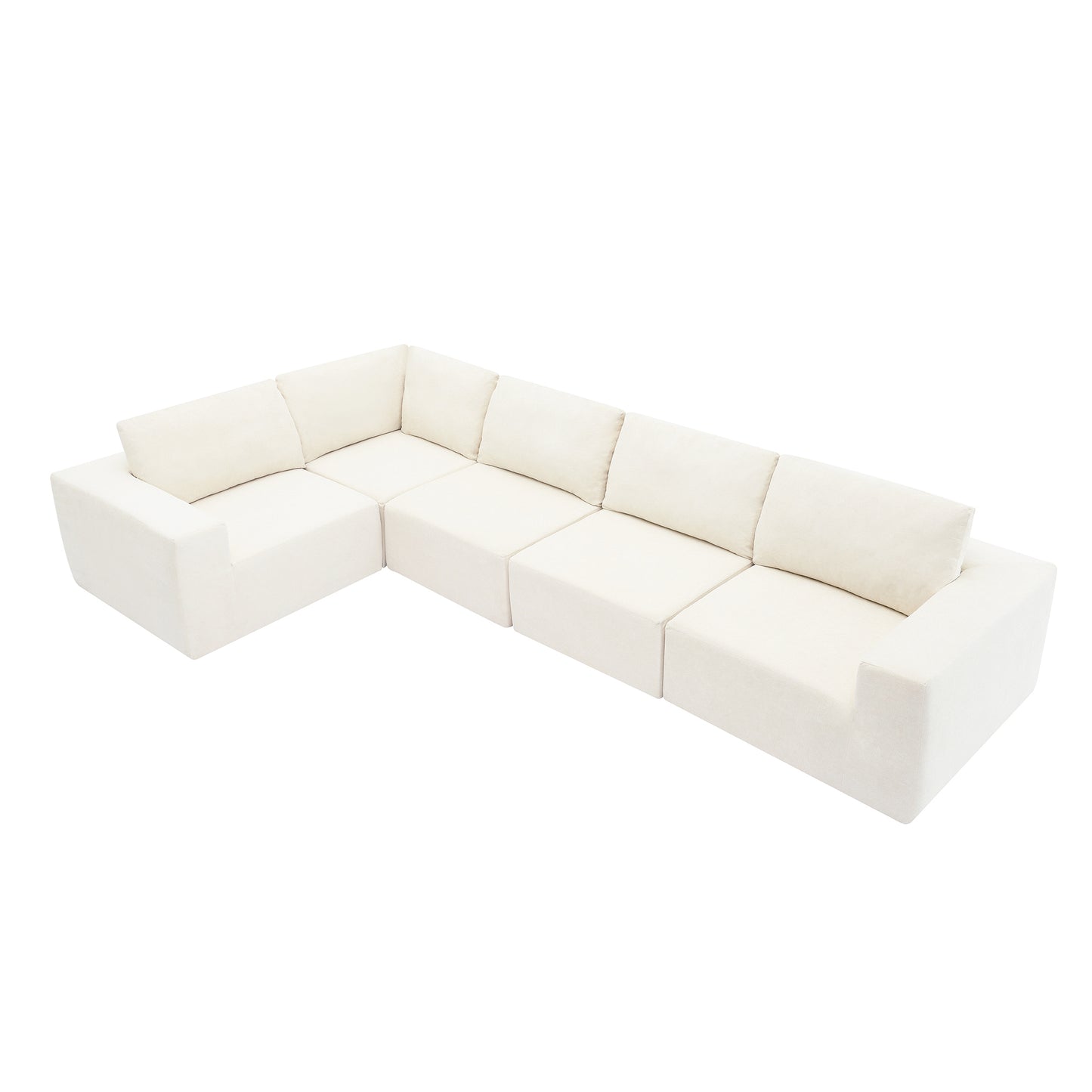 Sofá modular seccional en forma de L de 116 x 116 pulgadas, juego de sofá de piso de lujo, muebles de interior tapizados, sofá de espuma comprimida para sala de estar y dormitorio, combinación de 5 piezas, 3 colores