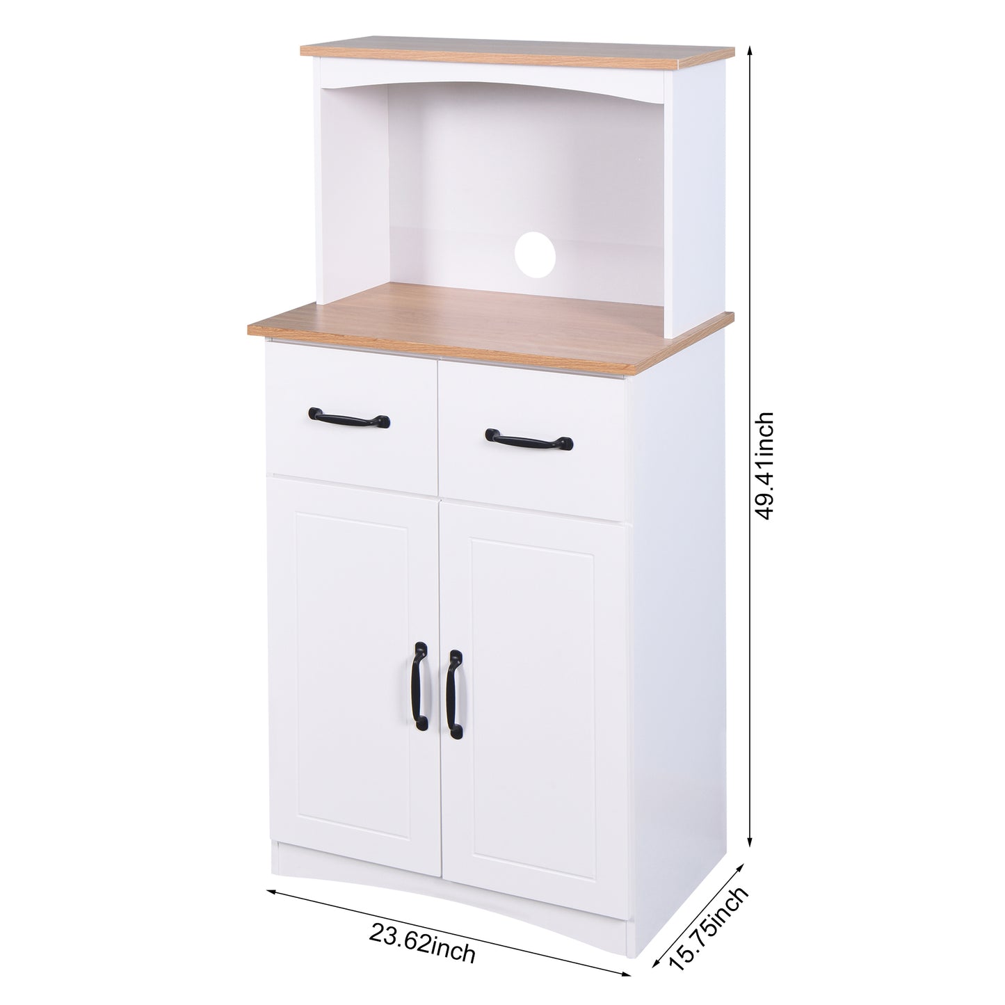 Gabinete de cocina de madera blanco, despensa, armario para microondas con cajón de almacenamiento