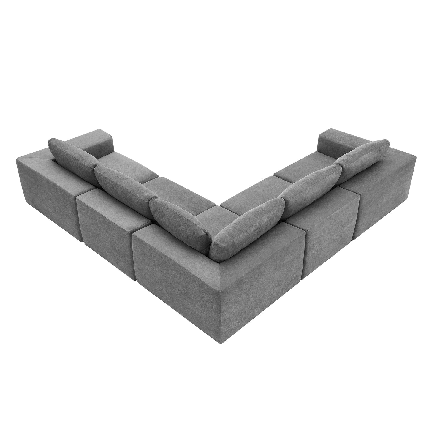 Sofá modular seccional en forma de L de 116 x 116 pulgadas, juego de sofá de piso de lujo, muebles de interior tapizados, sofá de espuma comprimida para sala de estar y dormitorio, combinación de 5 piezas, 3 colores