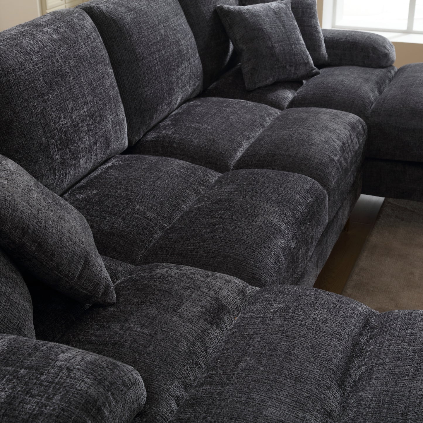 UNITED Modern Large chenille Fabric U-Shape Sectional Sofa