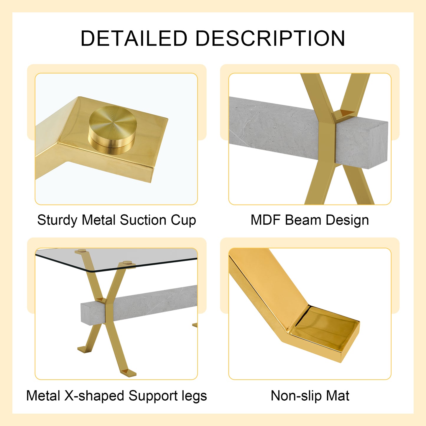 Table and chair set.Elegant Transparent Tempered Glass Dining Set - 71"x35.4" with 6 Black PU Chairs with golden C-tube metal leg.